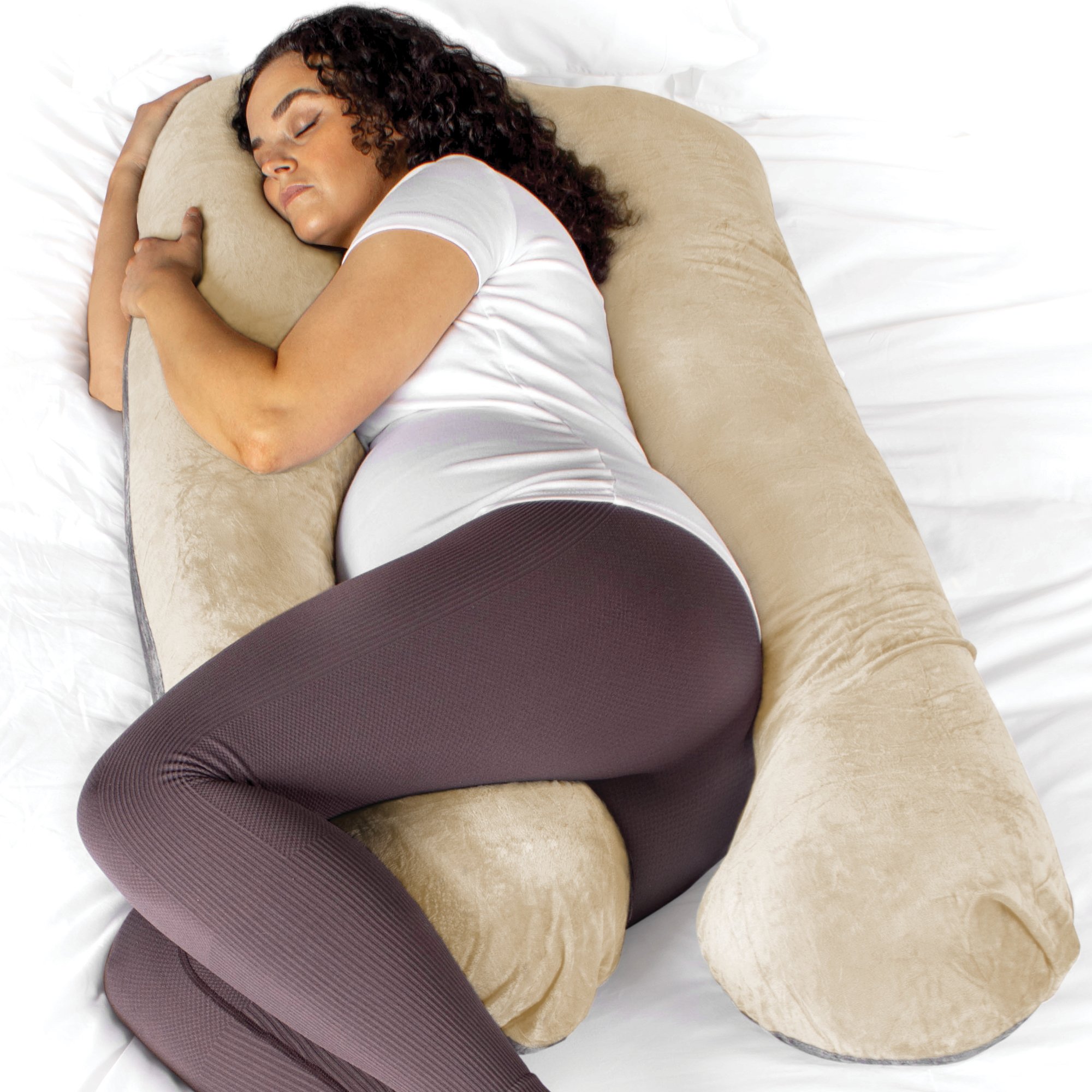 Aamira U Shape Memory Foam Pregnancy Pillow 130cm - Cream & Grey