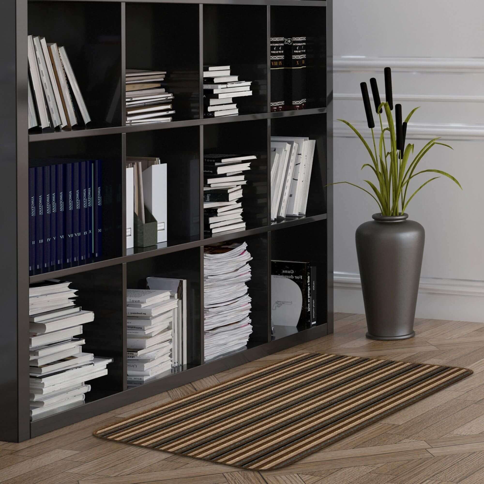 The Rugs Terracotta Striped Washable Nonslip Rug - 100 x 150cm