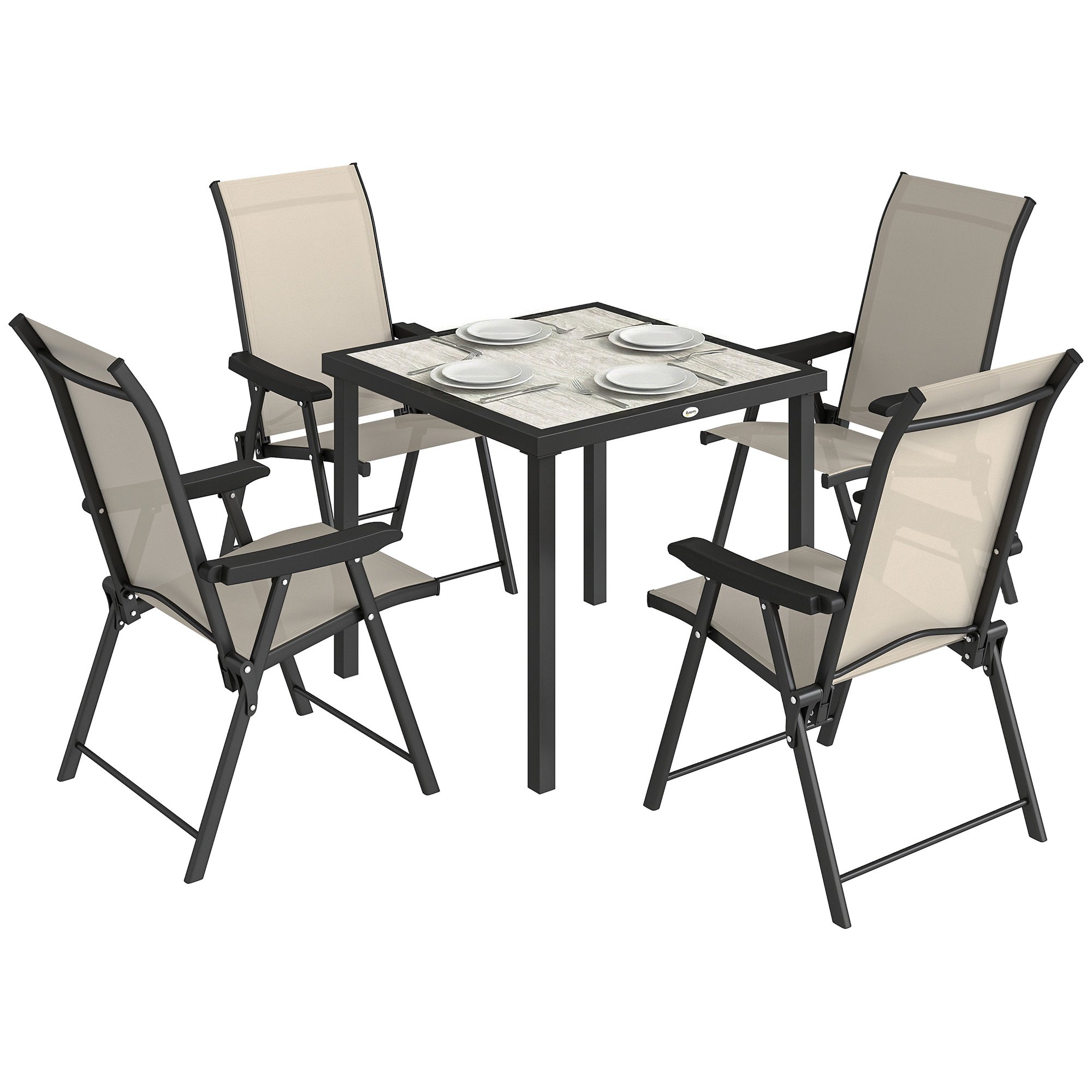 Outsunny 4 Seater Wooden Foldable Outdoor Dining Set - Brown