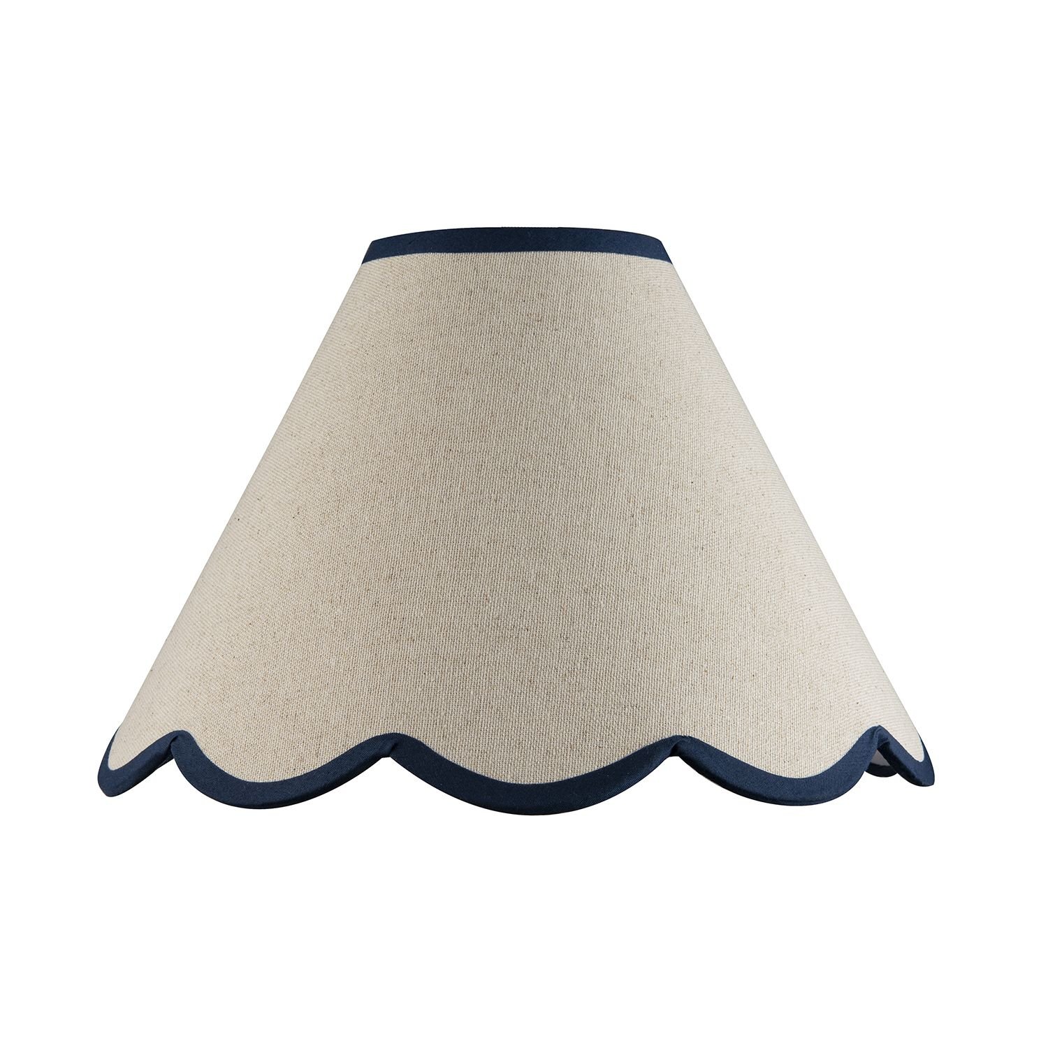 Happy Homewares Midnight Blue Scallop Edge Natural Textured Lampshade - 30cm
