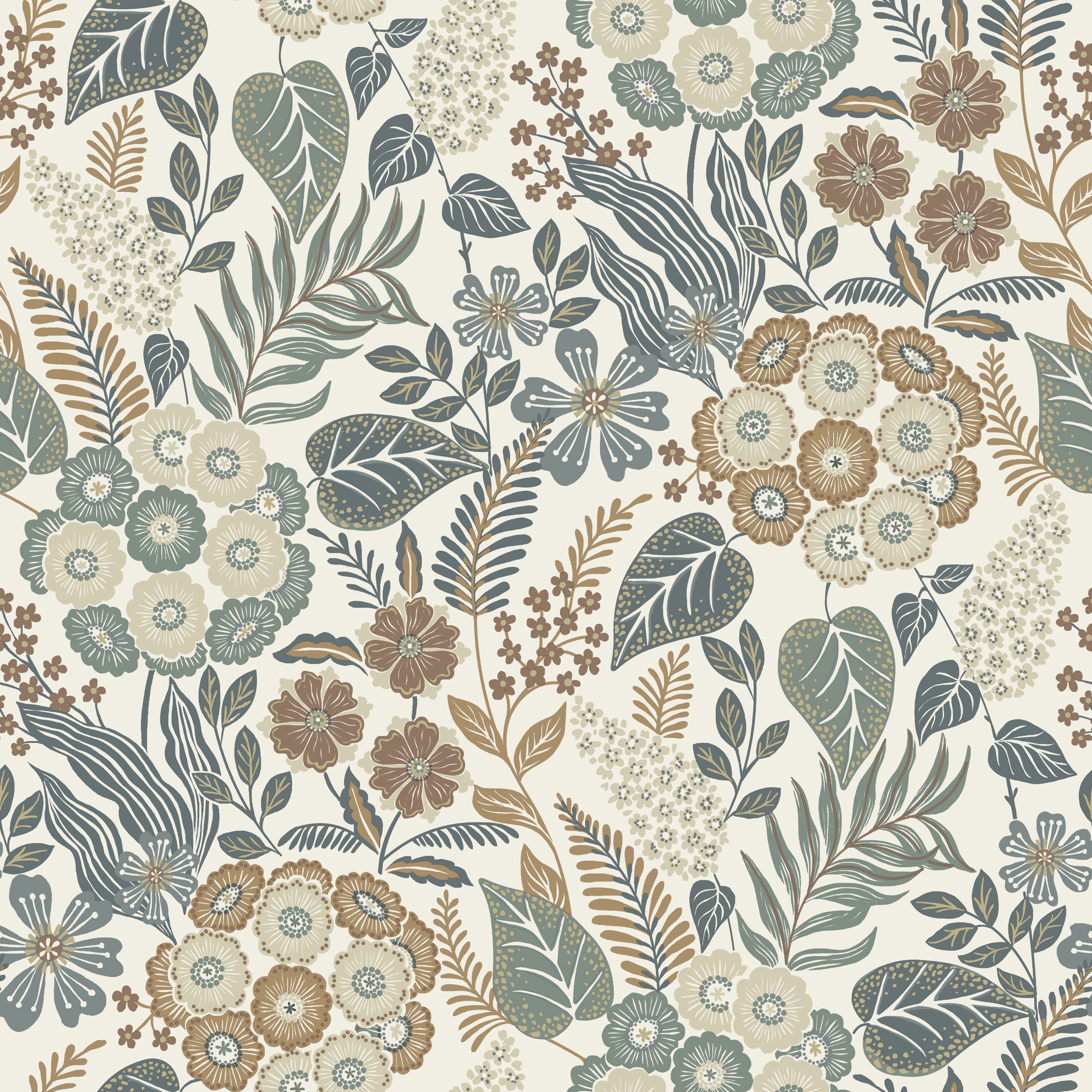 Grandeco Alice Retro Mid Century Floral Textured Wallpaper - Neutral