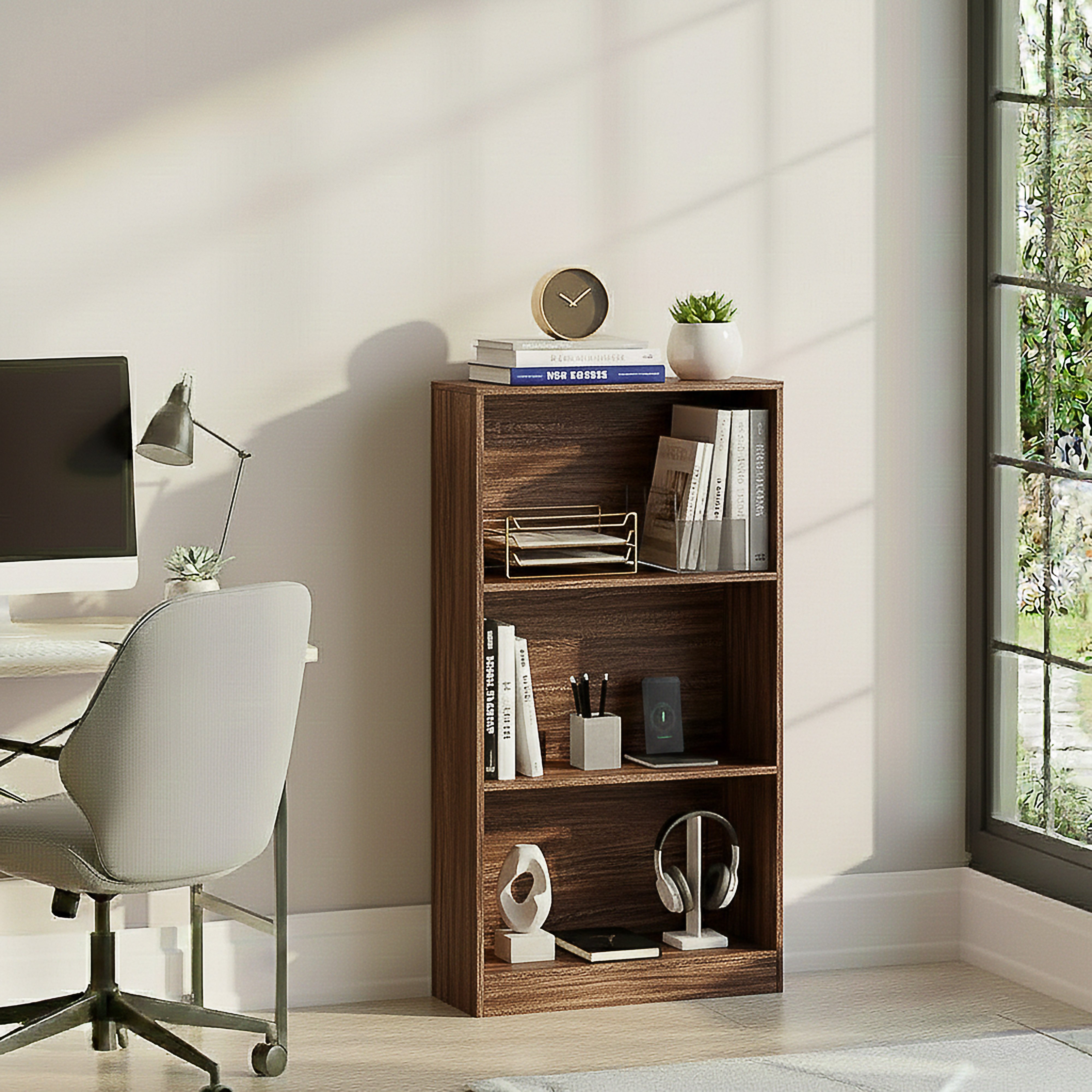 Vida Designs Cambridge 3 Tier Medium Freestanding Bookcase - Walnut