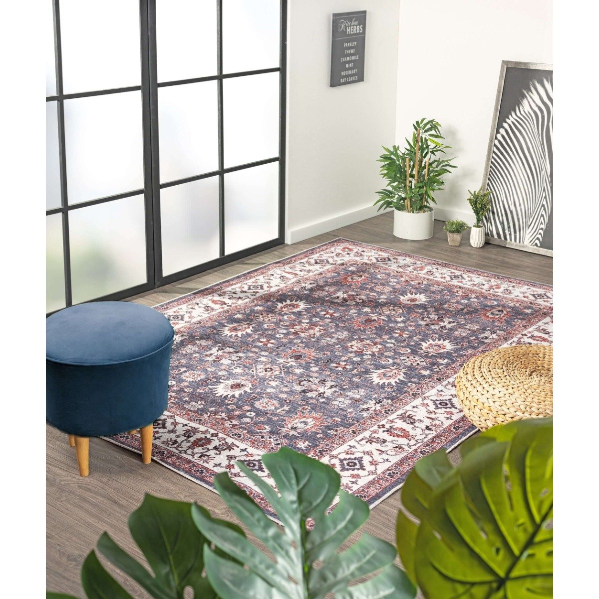 The Rugs Dark Grey Yasmin Persian Washable Classic Rug - 120 x 170cm