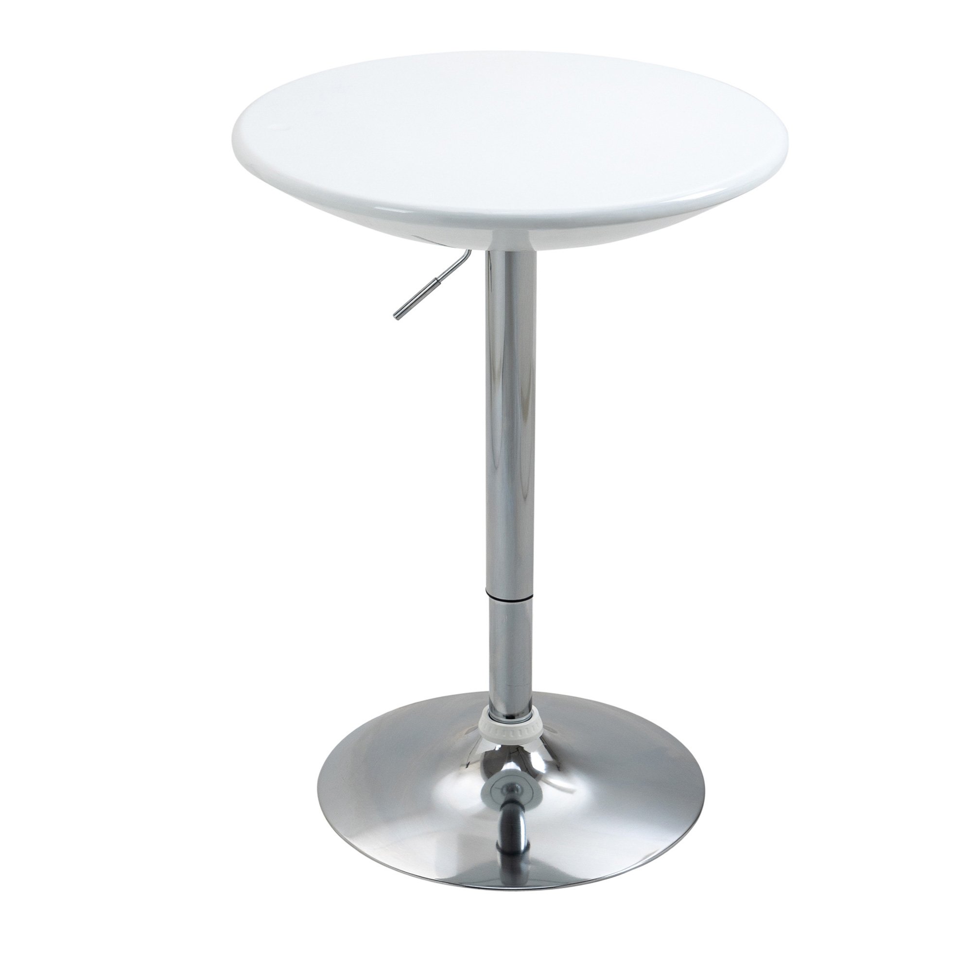 HOMCOM Modern Round Bar Table with Silver Steel Leg and Base - White