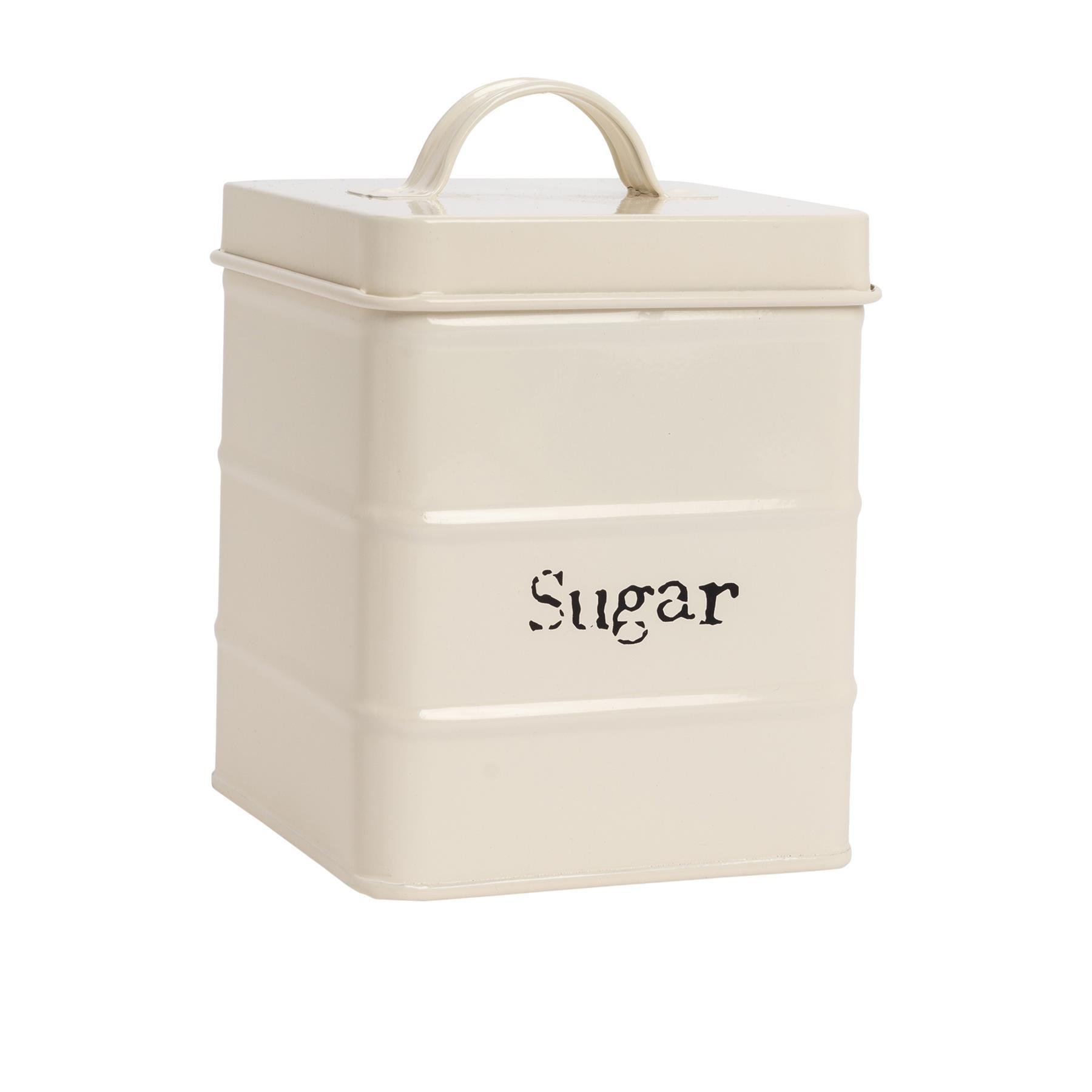 Harbour Housewares Vintage Metal Kitchen Sugar Canister - Cream