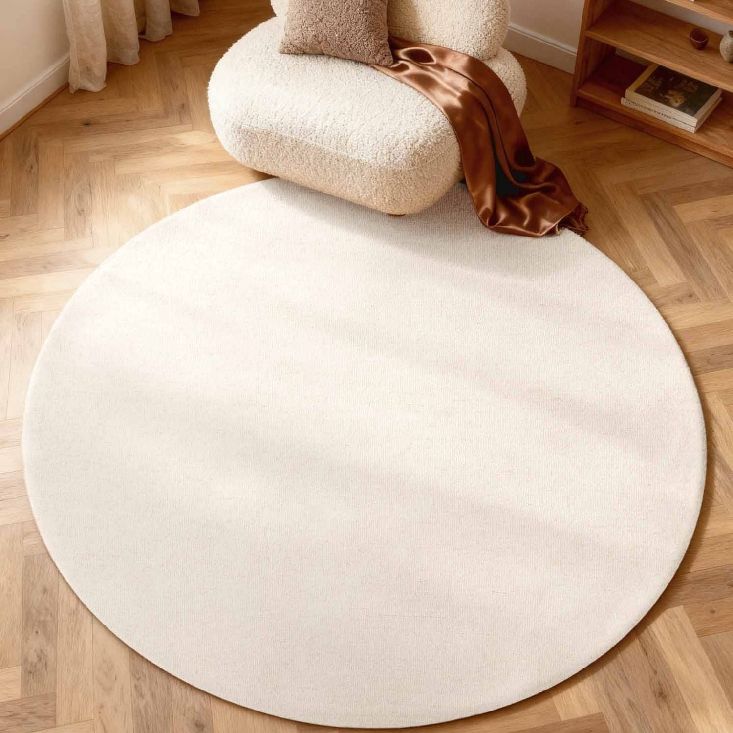 Hanse Home White Puristic Fine Boucle Wool Round Rug - 160cm