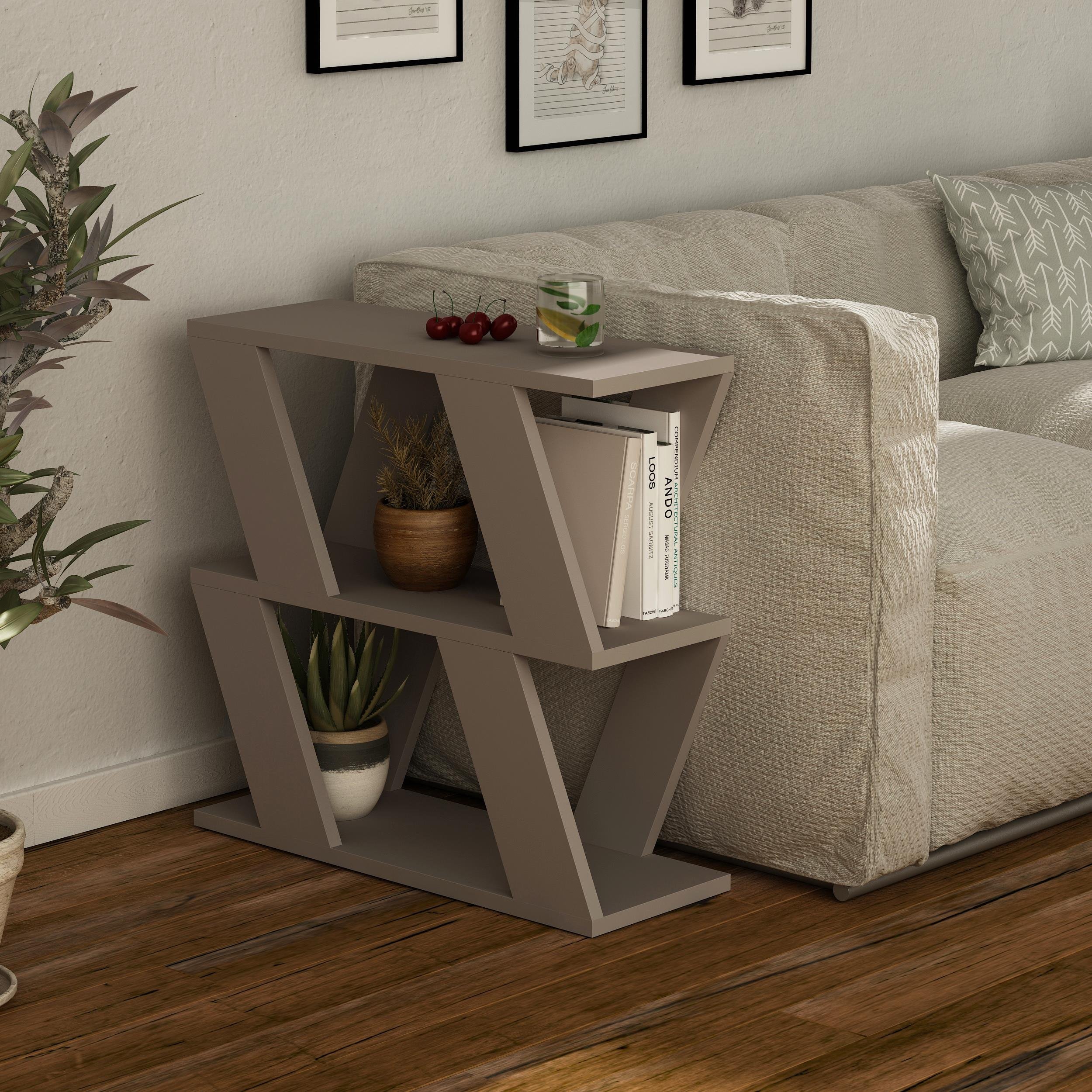 Decortie Lazena Melamine-Coated Particleboard Side Table - Mocha