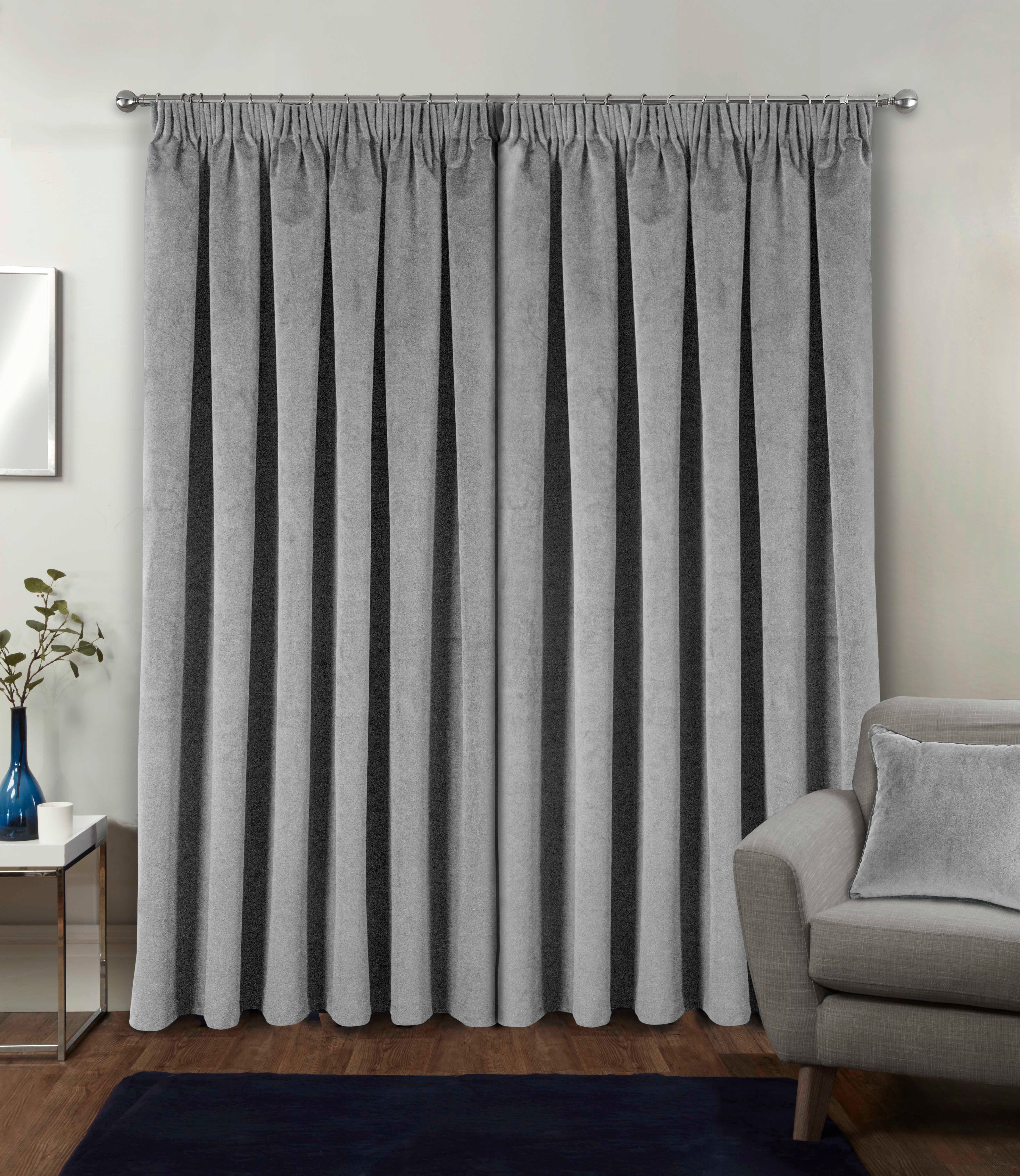 Enhanced Living Burford Velvet Blackout Curtains - 168 x 229cm - Grey