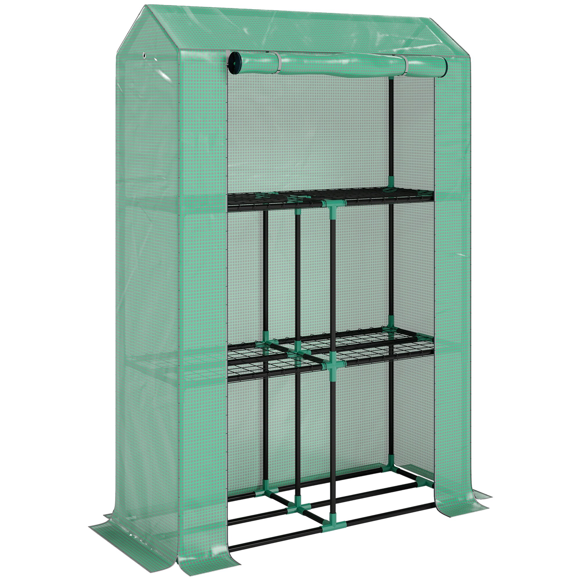 Outsunny Reinforced PE Mini Greenhouse – Green