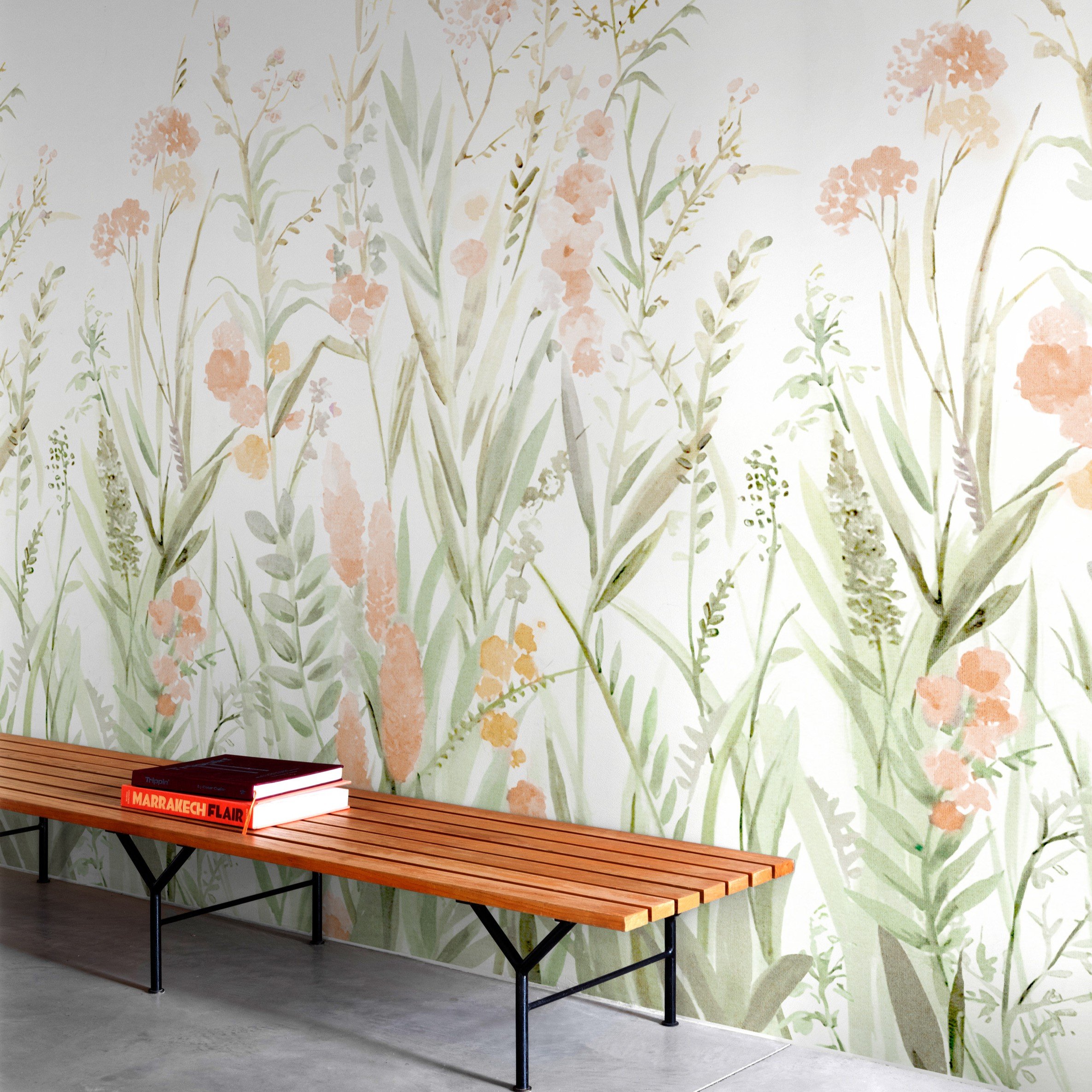 Grandeco Somme Floral Sprigs 3 Lane Repeatable Wallpaper Mural   - Pink