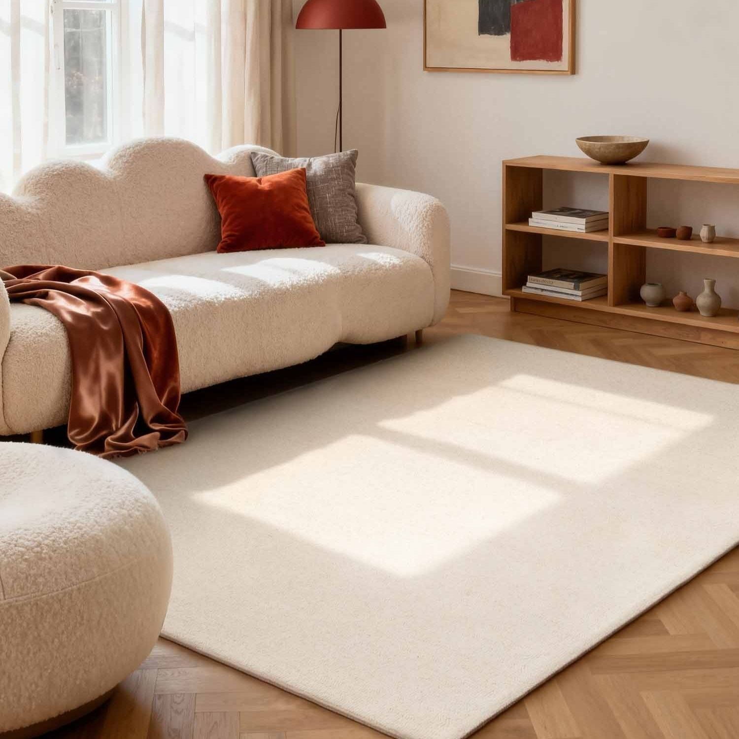 Hanse Home White Puristic Fine Boucle Wool Rug - 200 x 290cm