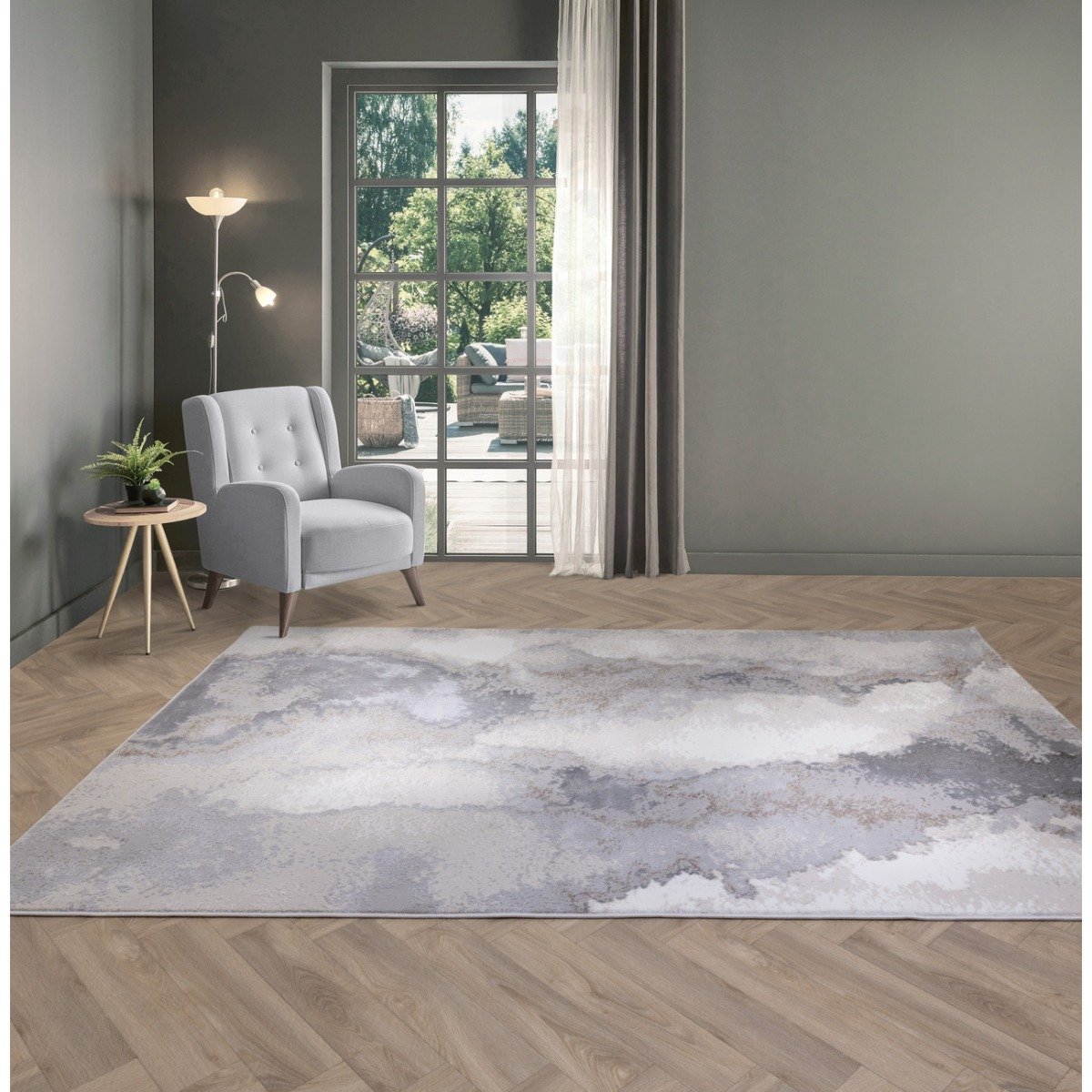 Mega Flooring Beige Modern Abstract Rug - 80 x 150cm