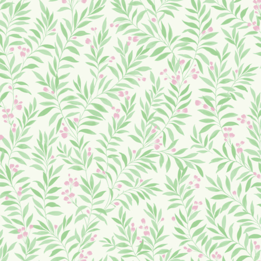 Grandeco Sage Trail Foliage and Flowers Textured Wallpaper - Green