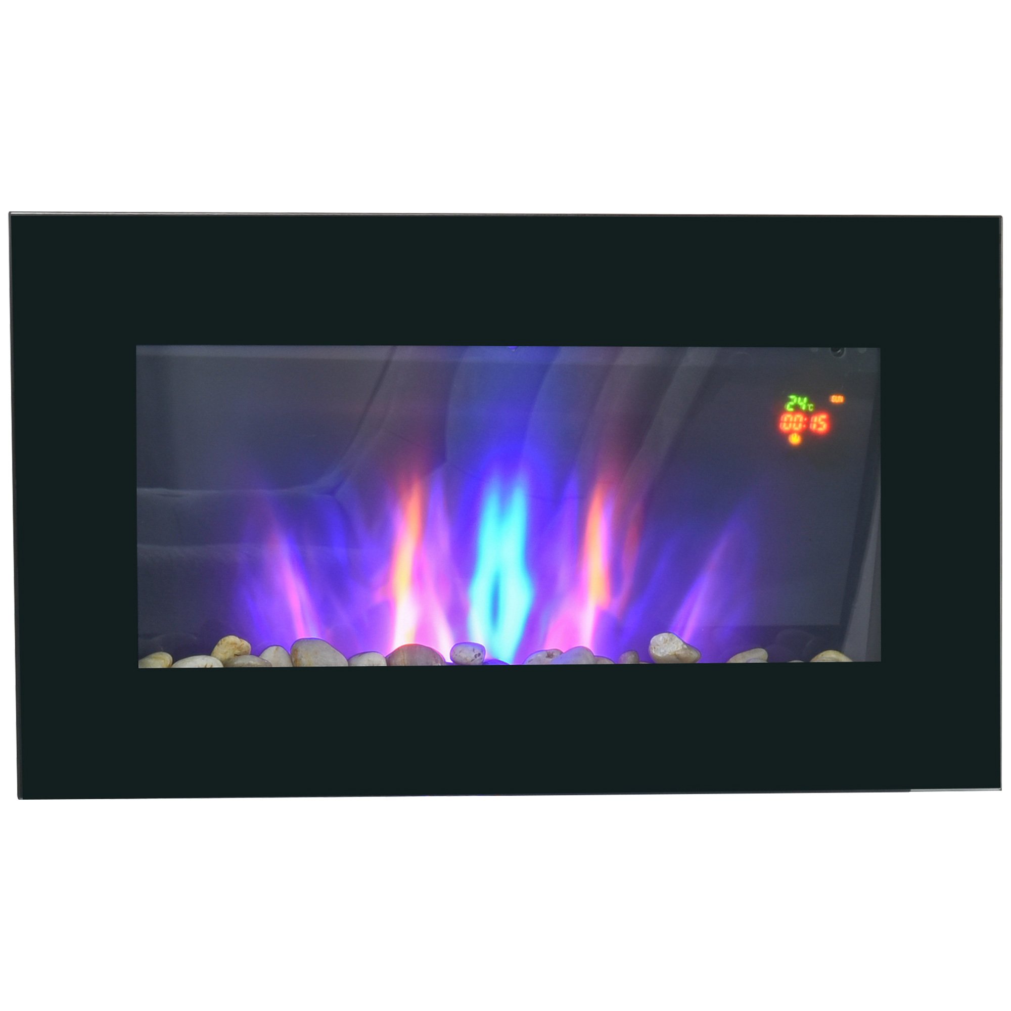 HOMCOM LED Electric Fireplace with Timer and Remote - Black