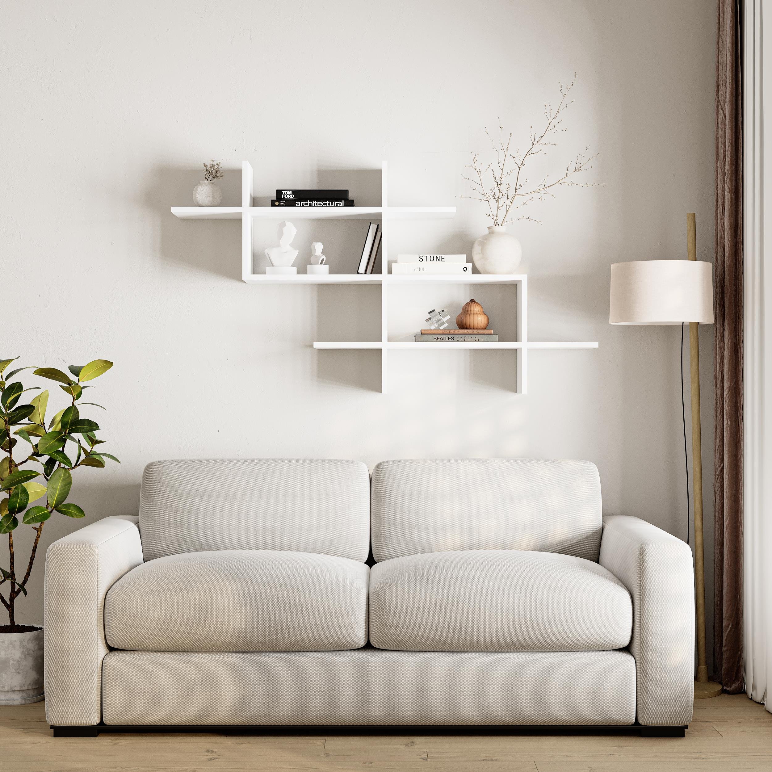 Decortie Halic Particleboard Floating Wall Shelf - White