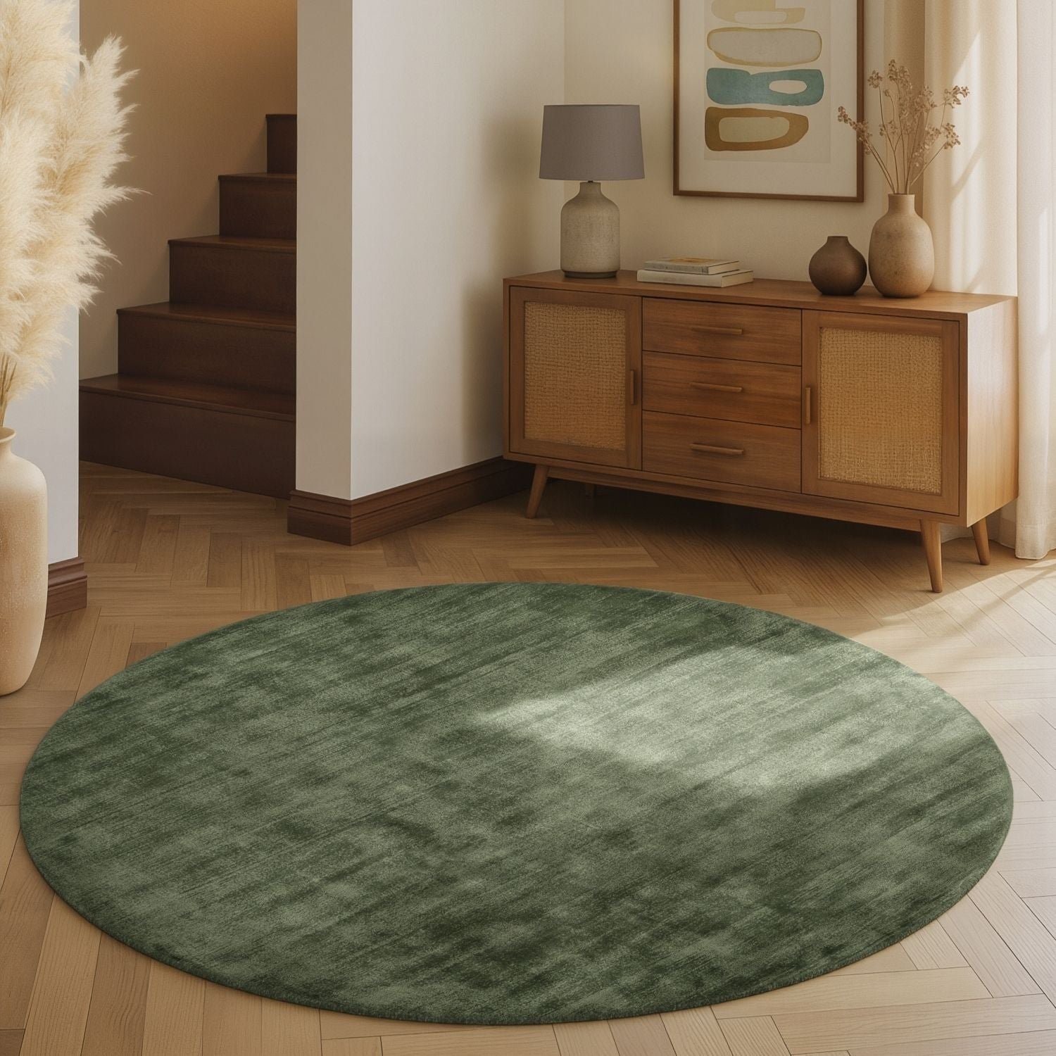 Hanse Home Green Vikosa Jane Plain Round Rug - 150cm