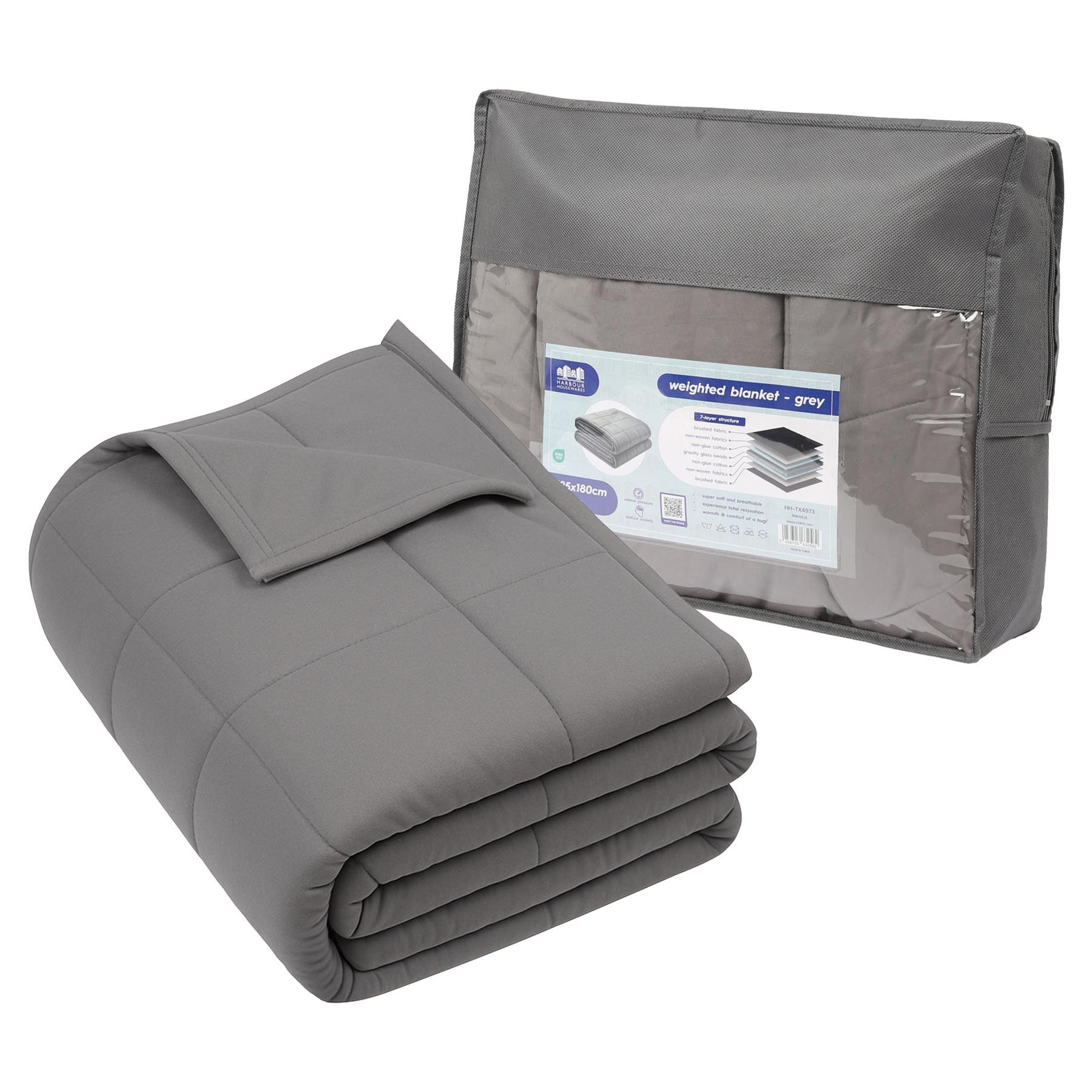 Harbour Housewares Weighted Blanket with Storage Bag - 6kg - Grey