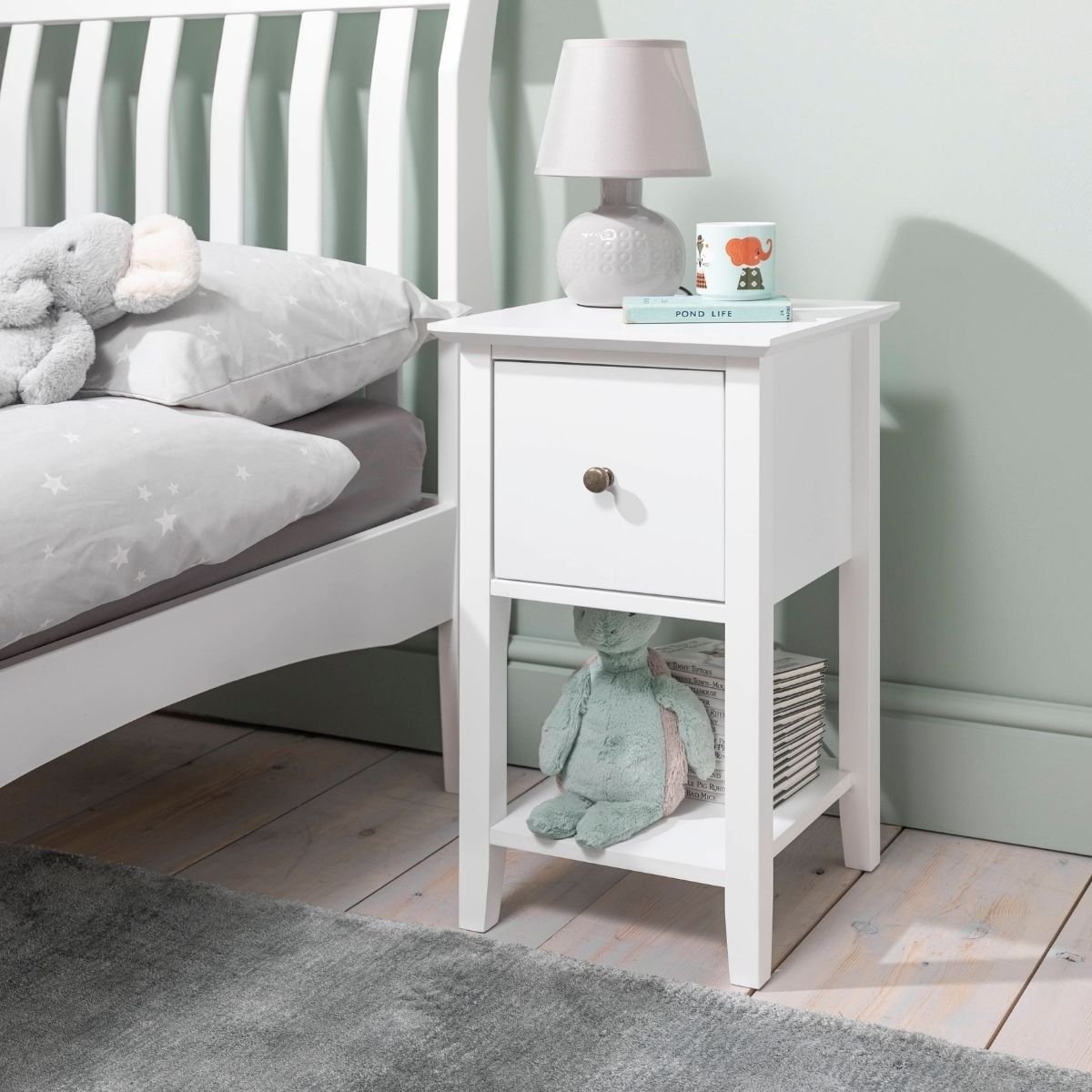 Noa & Nani Asora 1 Drawer Bedside Table - White