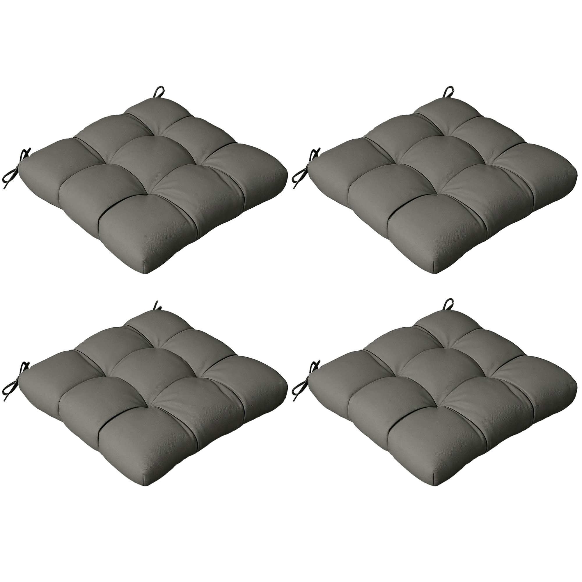 Outsunny Set of 4 Outdoor Water Repellent Chair Cushions - Charcoal Grey