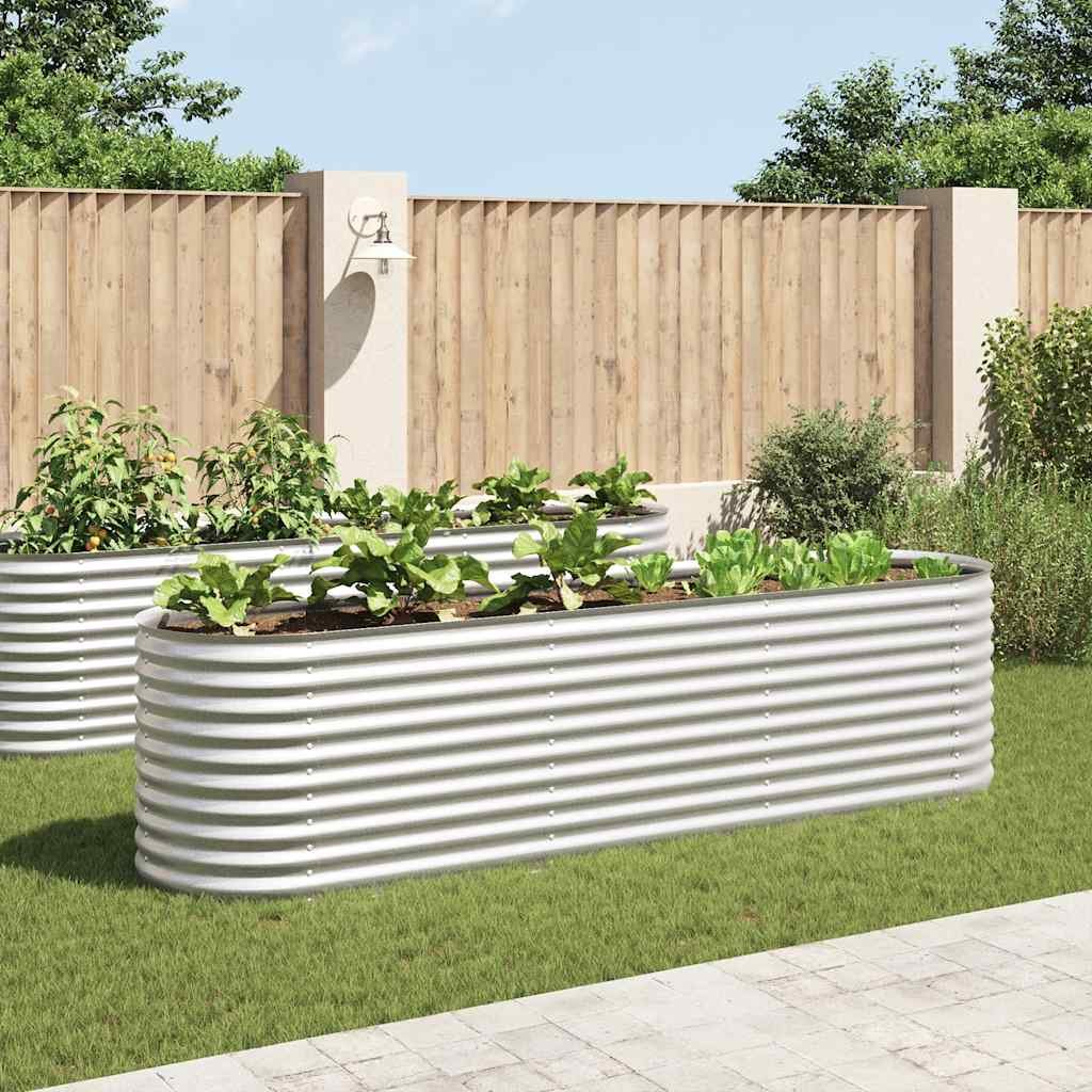 Walplus Galvanised Steel Raised Garden Bed - Silver - 320 x 80 x 81 cm