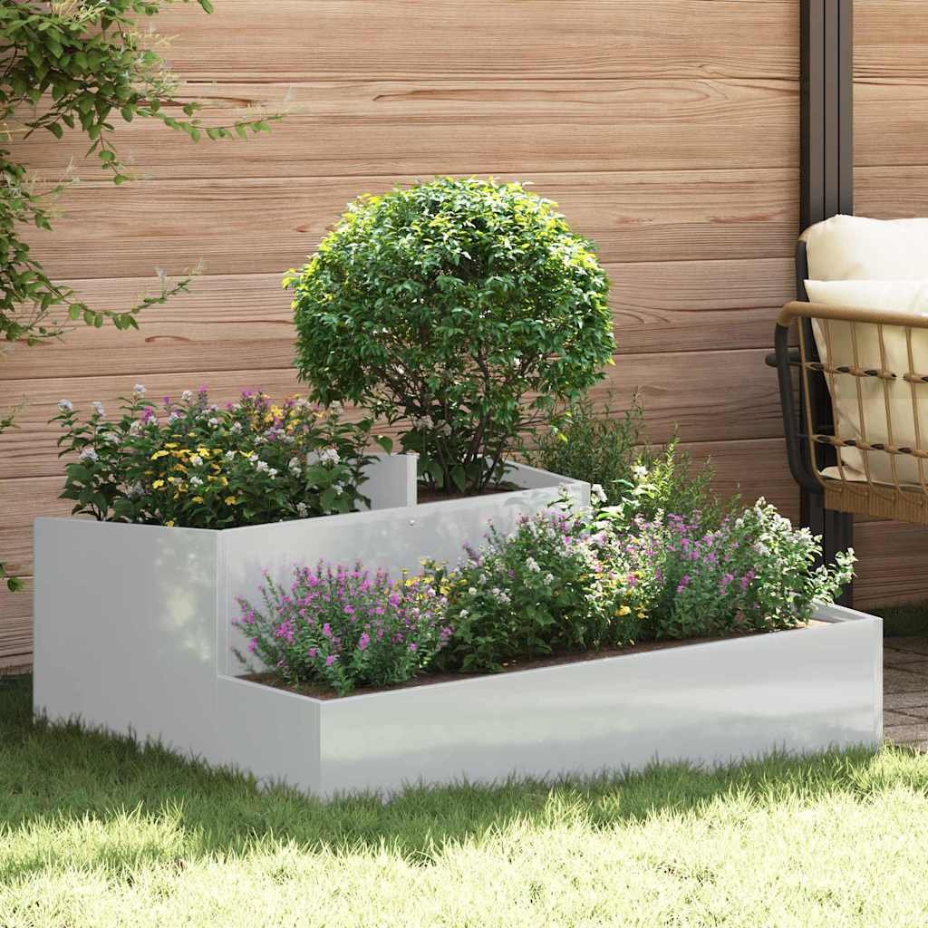 Walplus Galvanised Steel Garden Planter - Silver - 100 x 100 x 50 cm