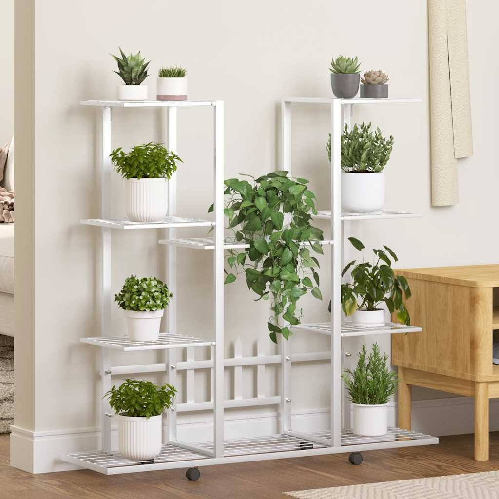 Walplus Iron Flower Stand - White - 94.5 x 24.5 x 91.5 cm