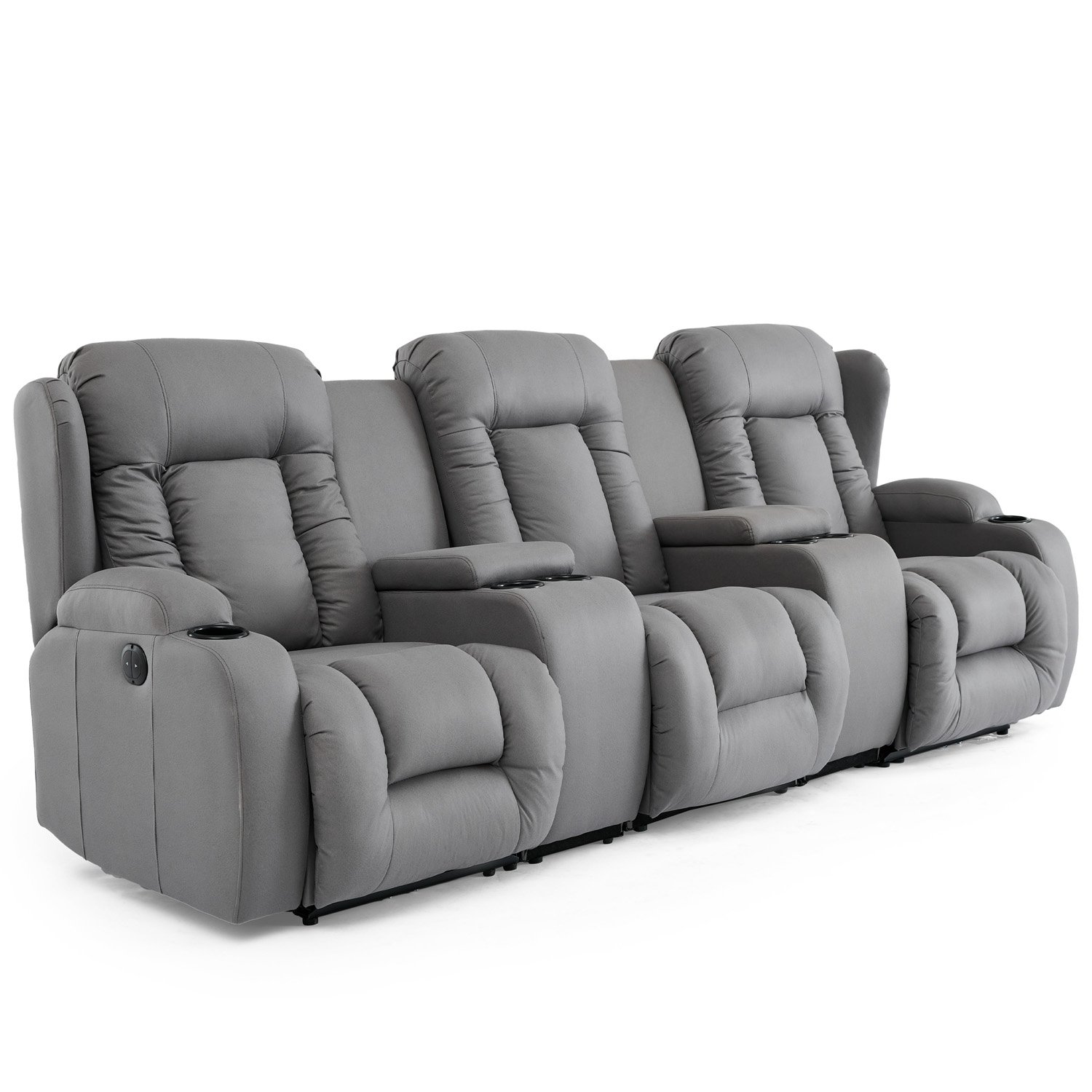 Furniture Online Caesar Electric Recliner 3 Seater Fabric Sofa – Grey
