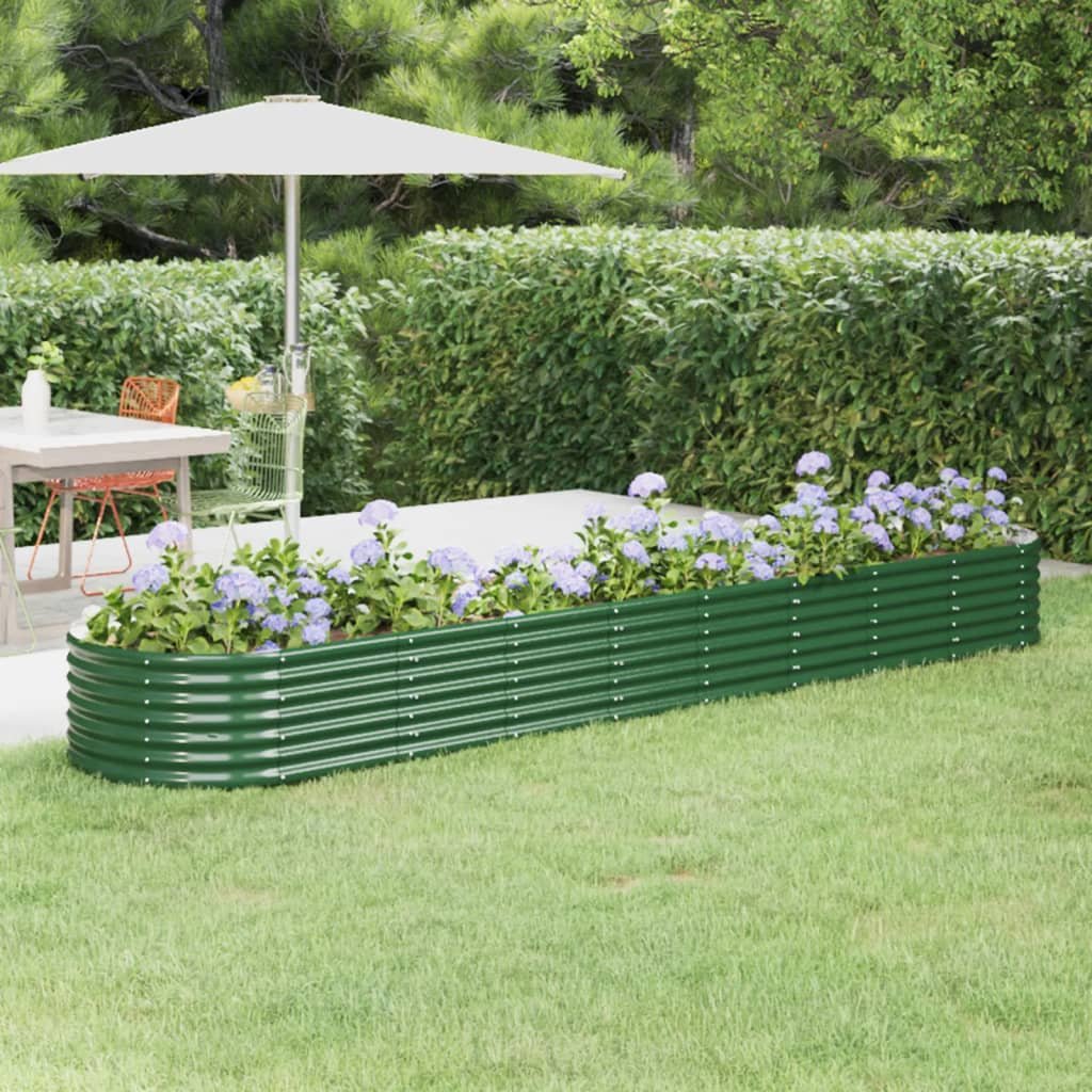 Walplus Galvanised Steel Raised Garden Bed - Green - 368 x 80 x 36 cm