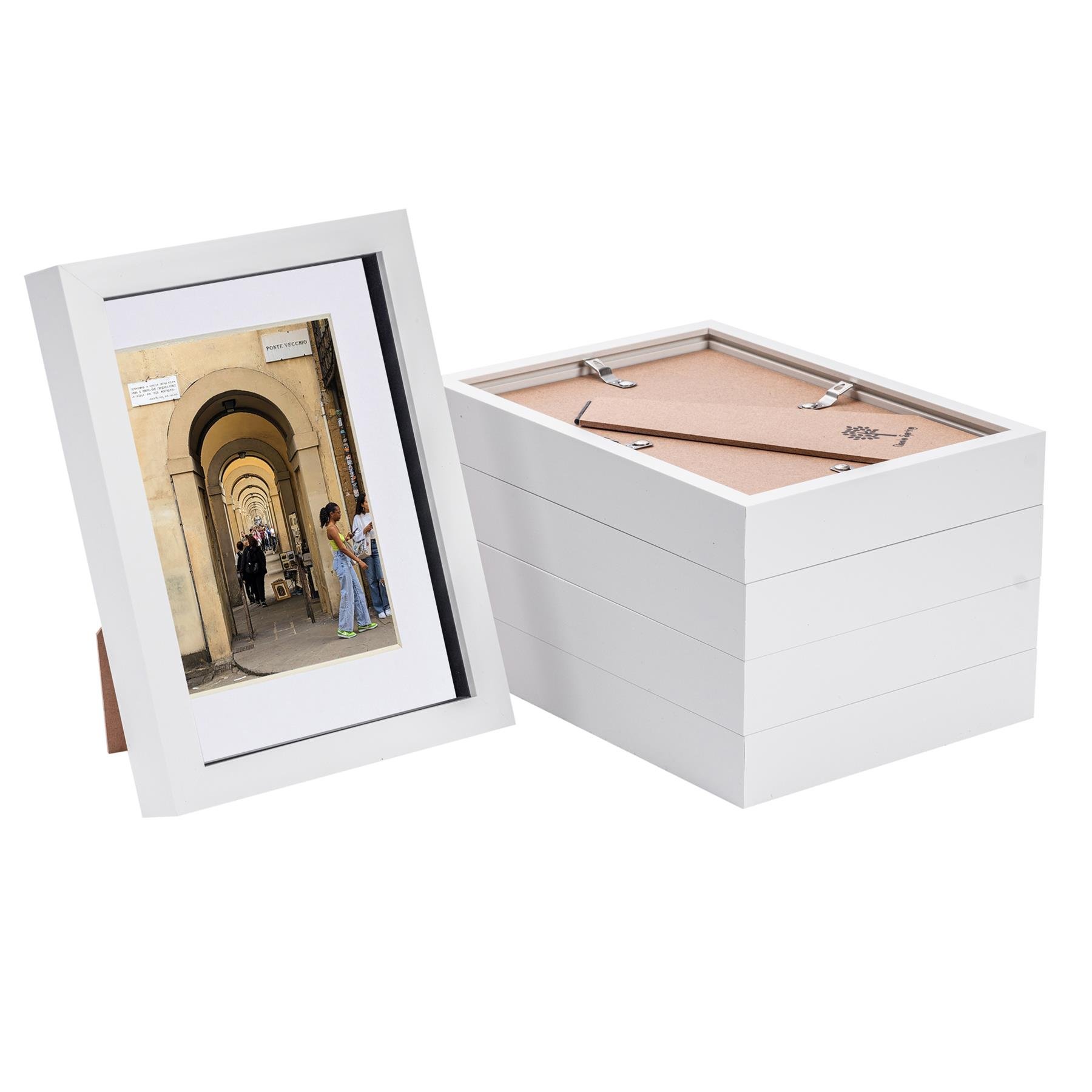 Nicola Spring A5 3D Box Photo Frame with A5 White Mount Set of 5 - White