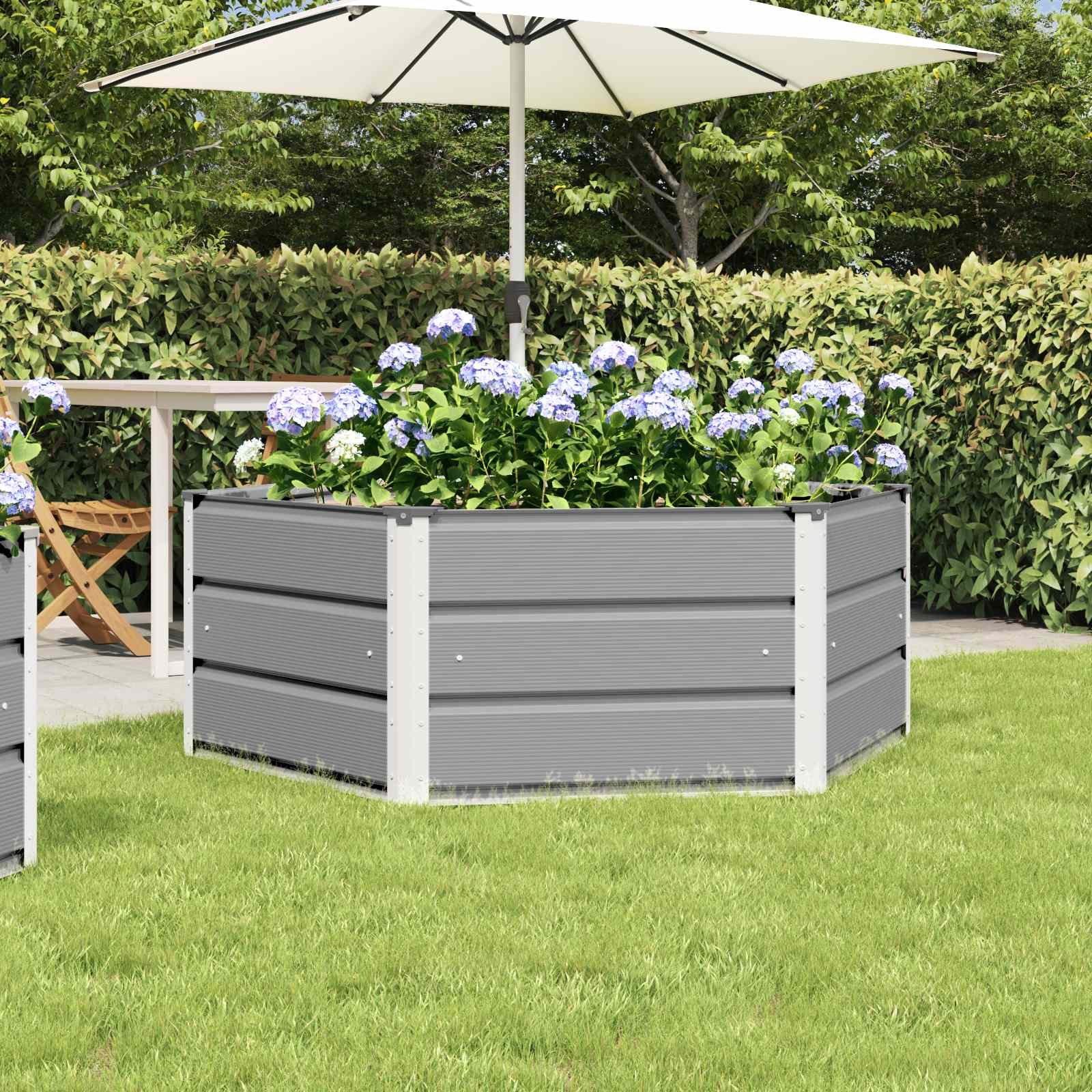 Walplus Steel Garden Planter - Light Grey - 129 x 129 x 45 cm