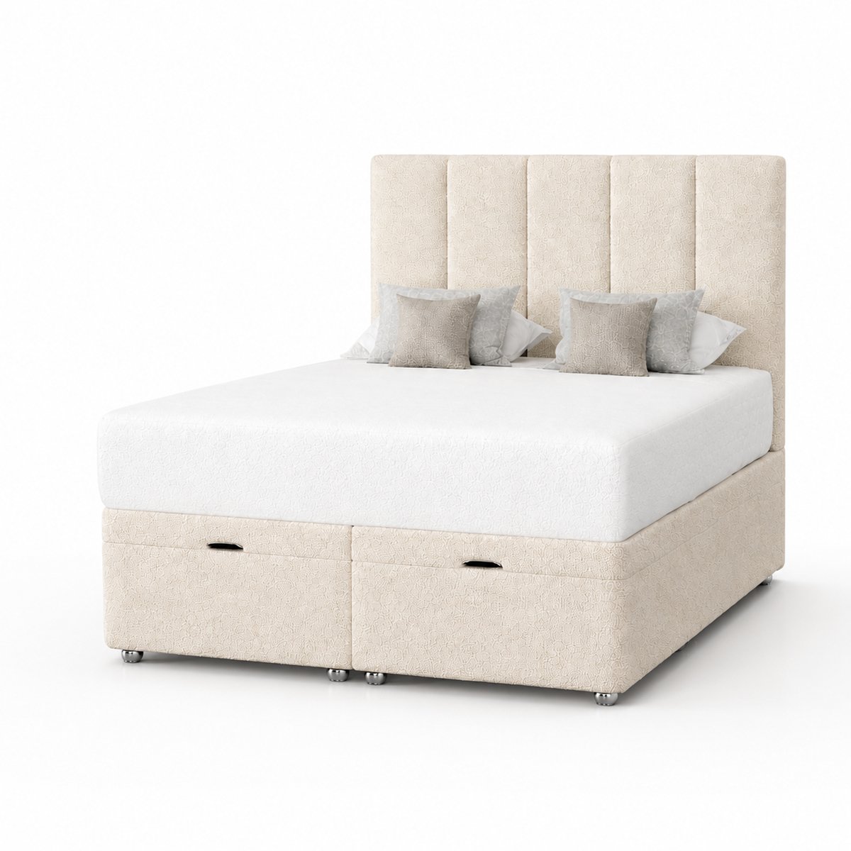 Comfy Deluxe Ella 4ft6 Double End Lift Ottoman Bed Set - Cream