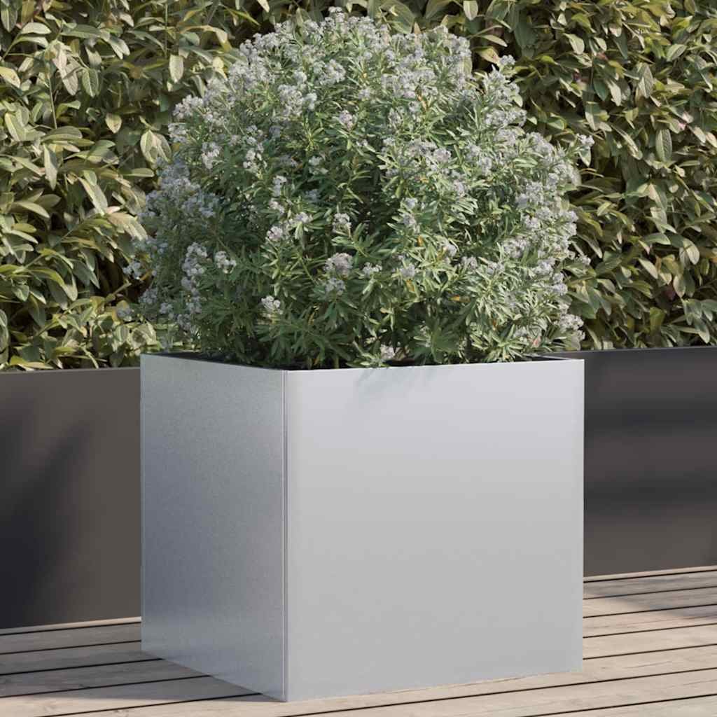 Walplus Galvanised Steel Garden Planter - Silver - 49 x 47 x 46 cm