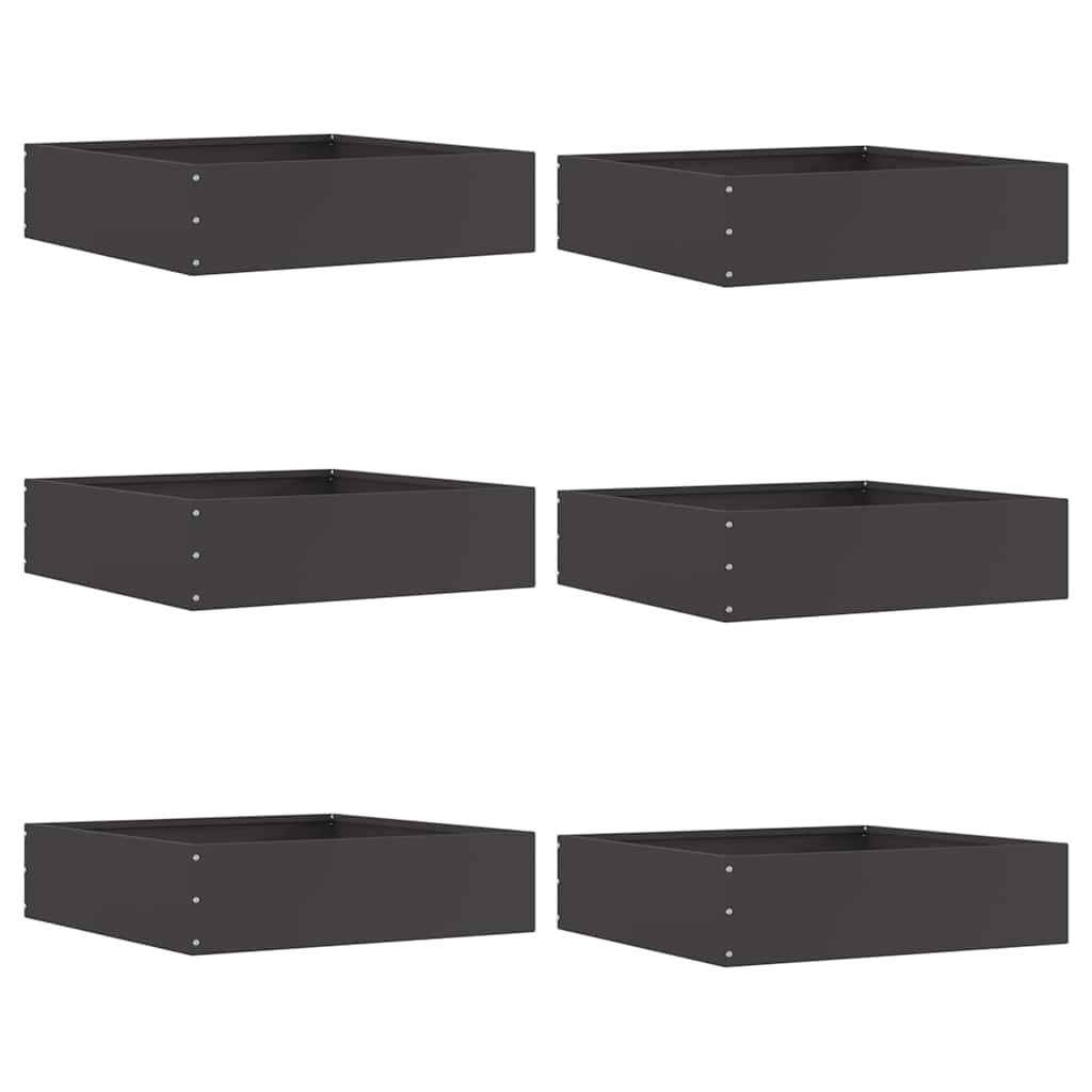 Walplus Pack of 6 Steel Lawn Edging - Black - 50 x 50 x 13 cm