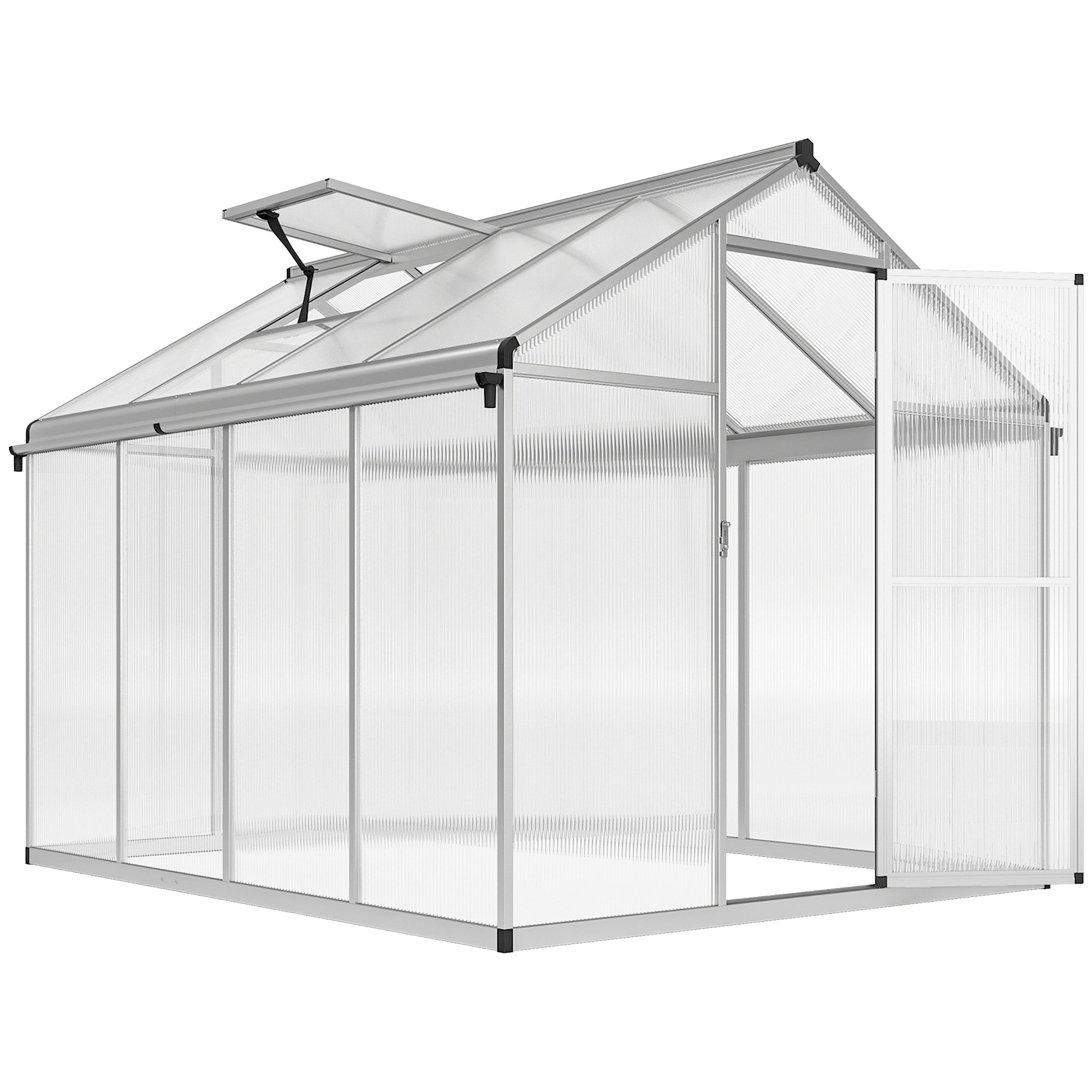 Outsunny Polycarbonate Aluminium Frame Greenhouse – Transparent