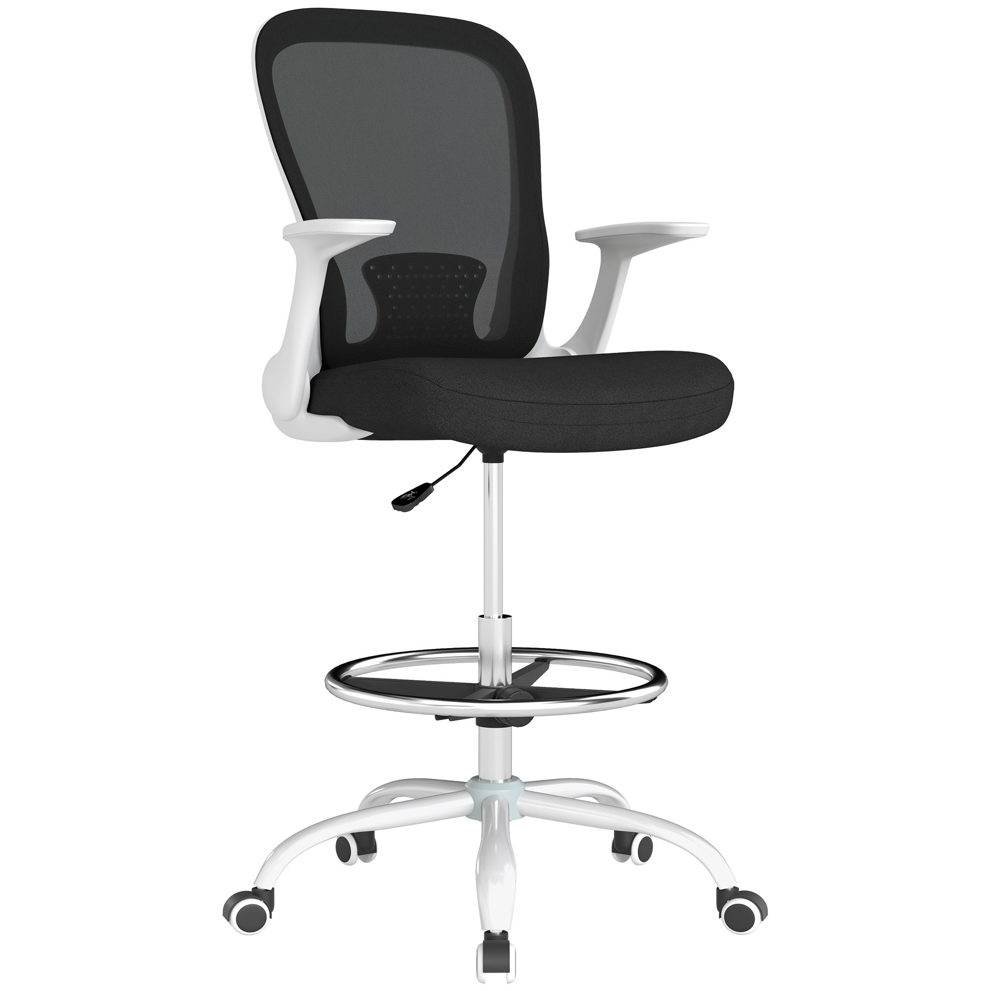 HOMCOM Mesh Drafting Chair for Standing Desk - Black and White