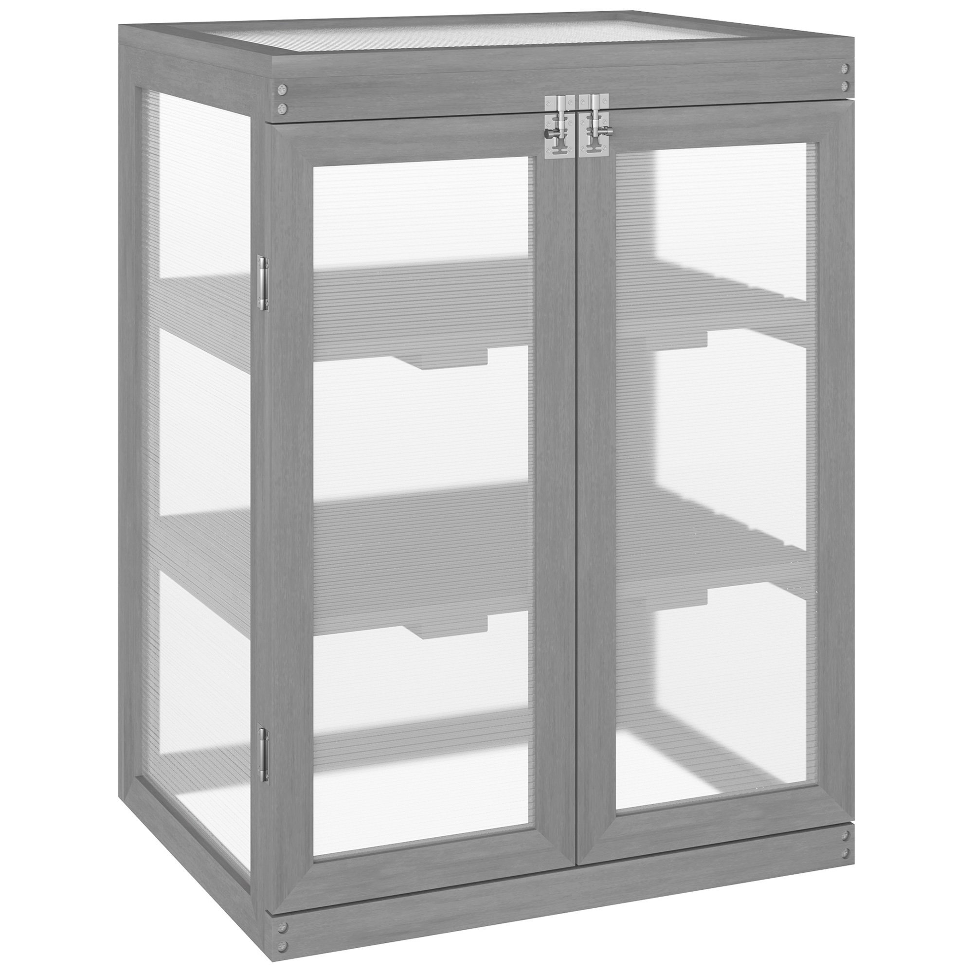 Outsunny Wood Polycarbonate Cold Frame Greenhouse – Dark Grey