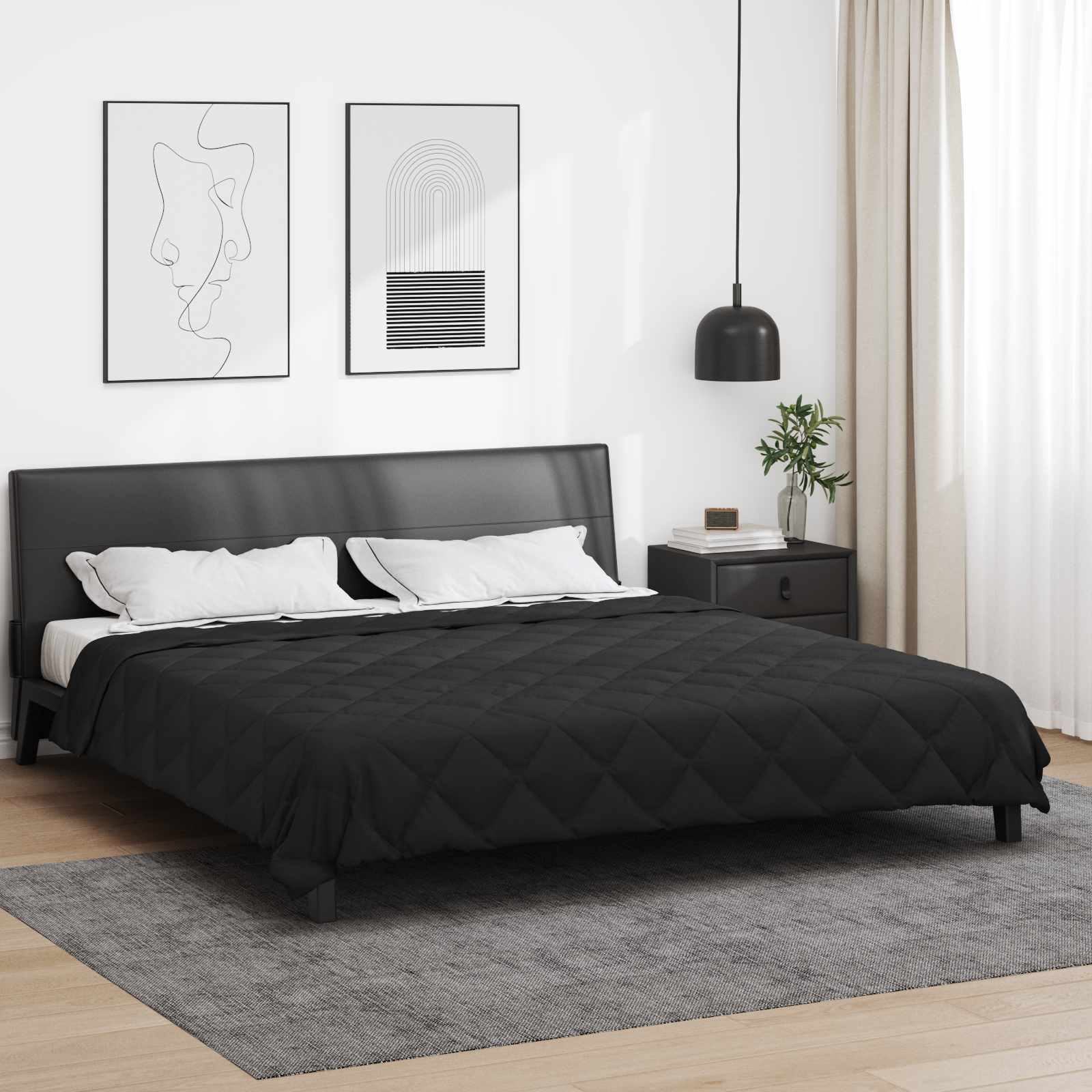 Walplus Full Year Duvet Microfibre - Black - 200 x 220 cm