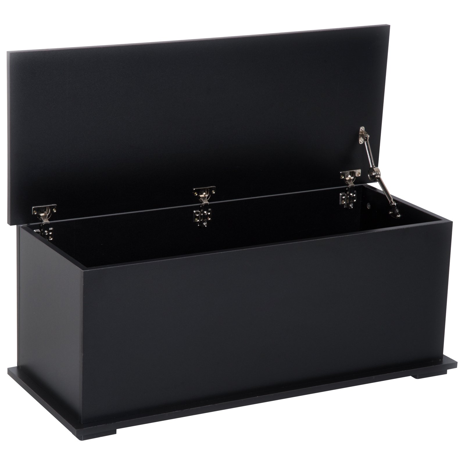 HOMCOM Large 113L Safety Hinged Lid Shoe Bench -  Black