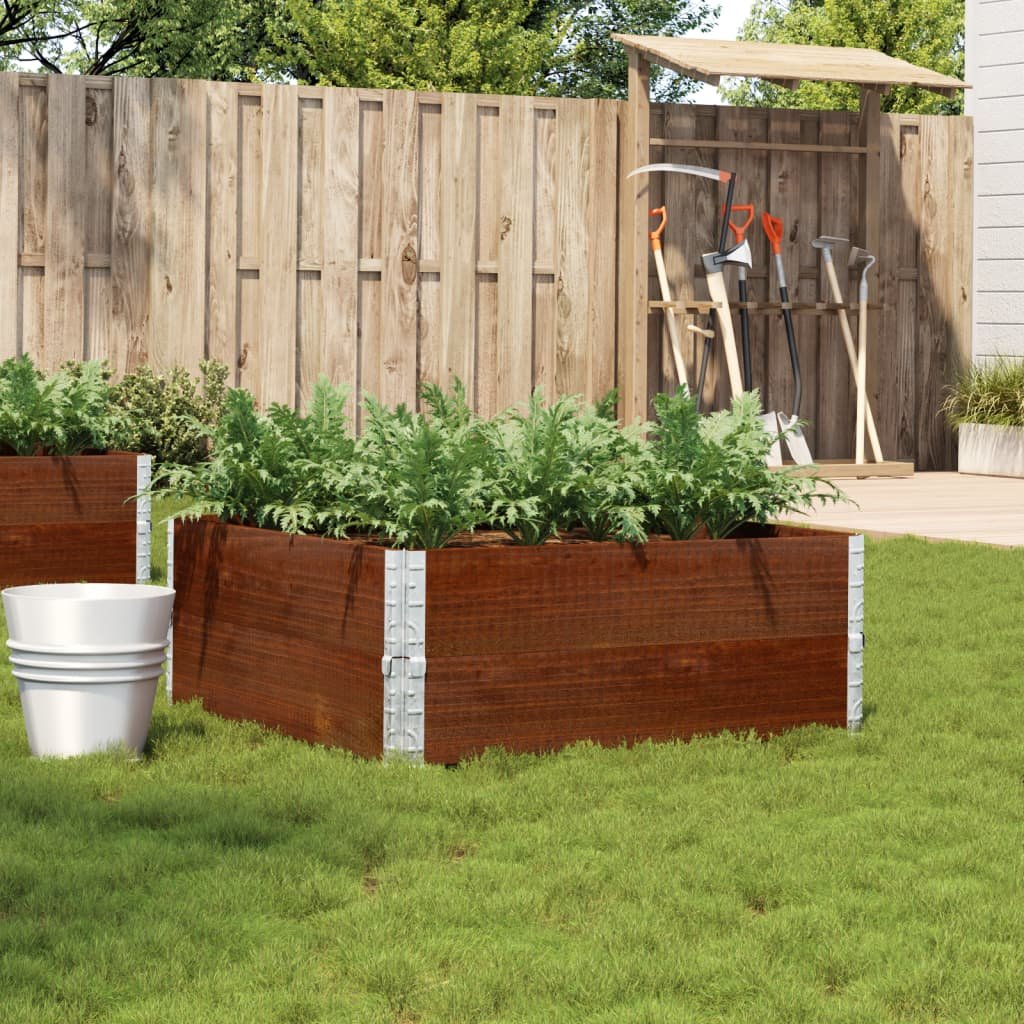 Walplus Wood Garden Planter - Brown - 100 x 100 x 41 cm