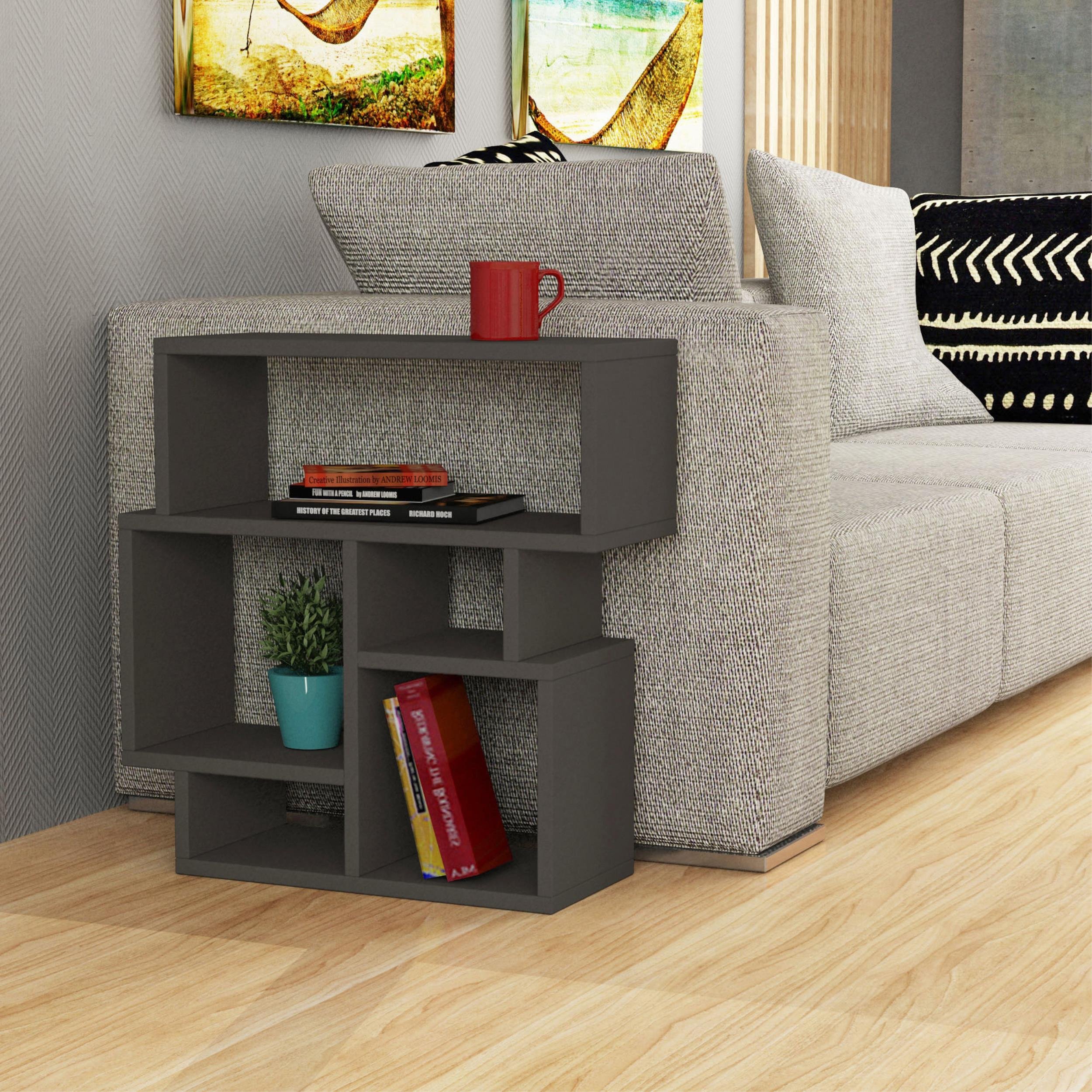 Decortie Karma Particleboard 5-Compartment Side Table - Anthracite
