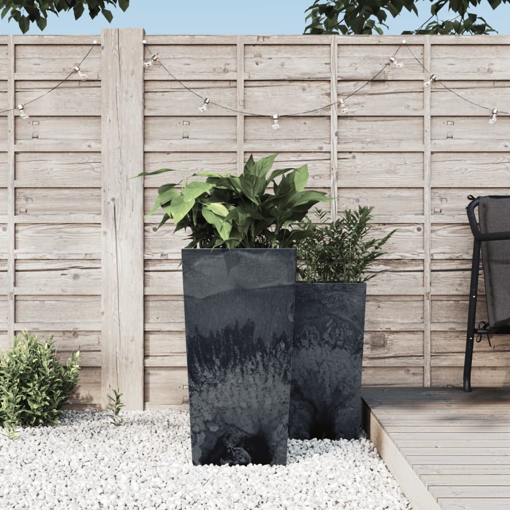 Walplus Polypropylene Garden Planter - Anthracite - 32.5 x 32.5 x 61 cm