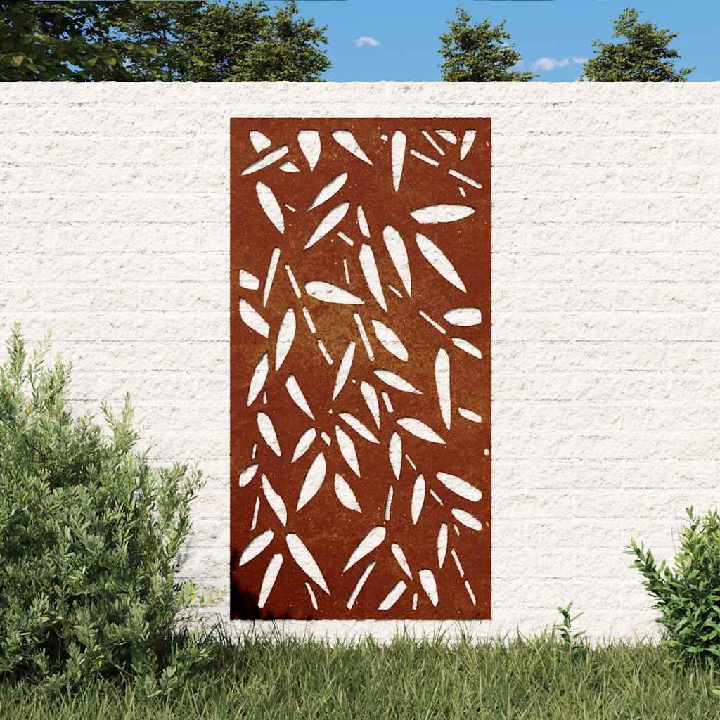 Walplus Bamboo Leaf Design Garden Wall Decoration - Rusty - 105 x 55 x 0.7 cm