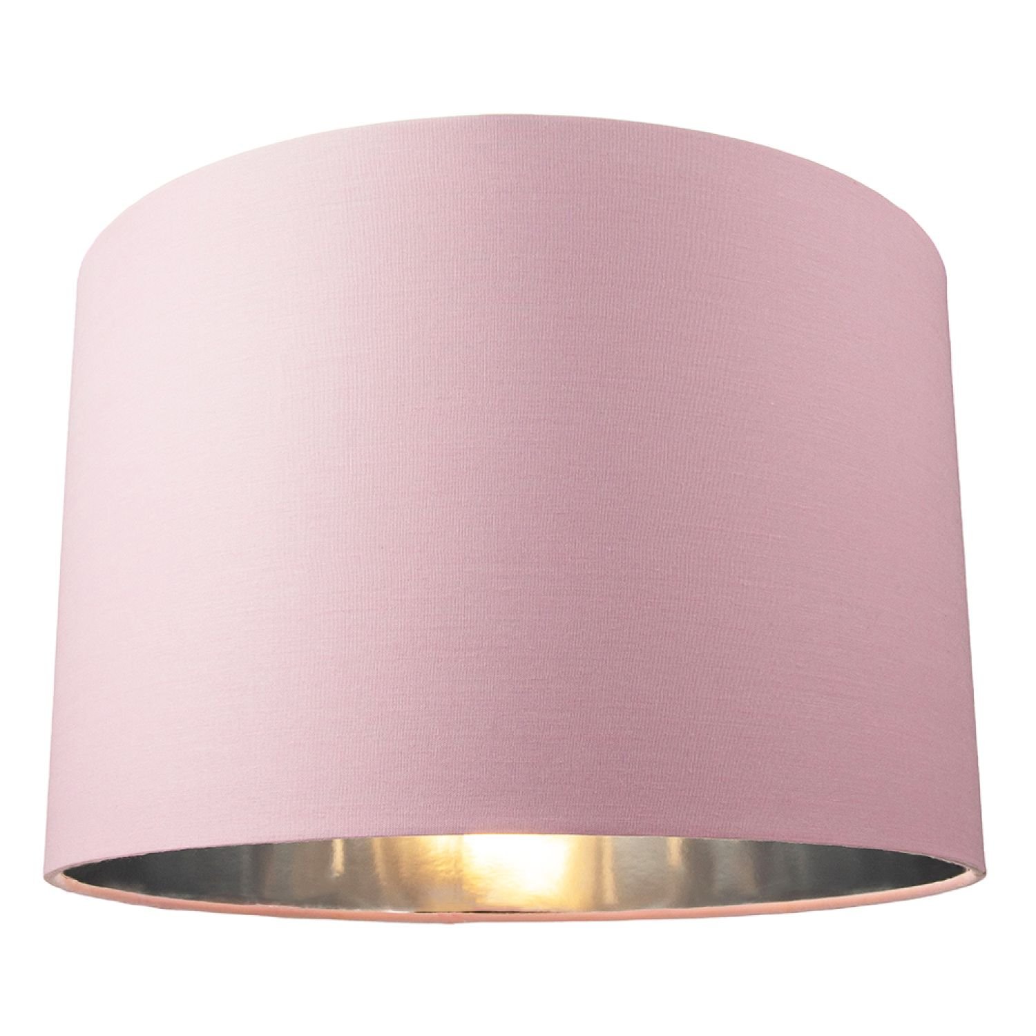 Happy Homewares Pink Cotton with Shiny Silver Inner Lampshade - 30cm
