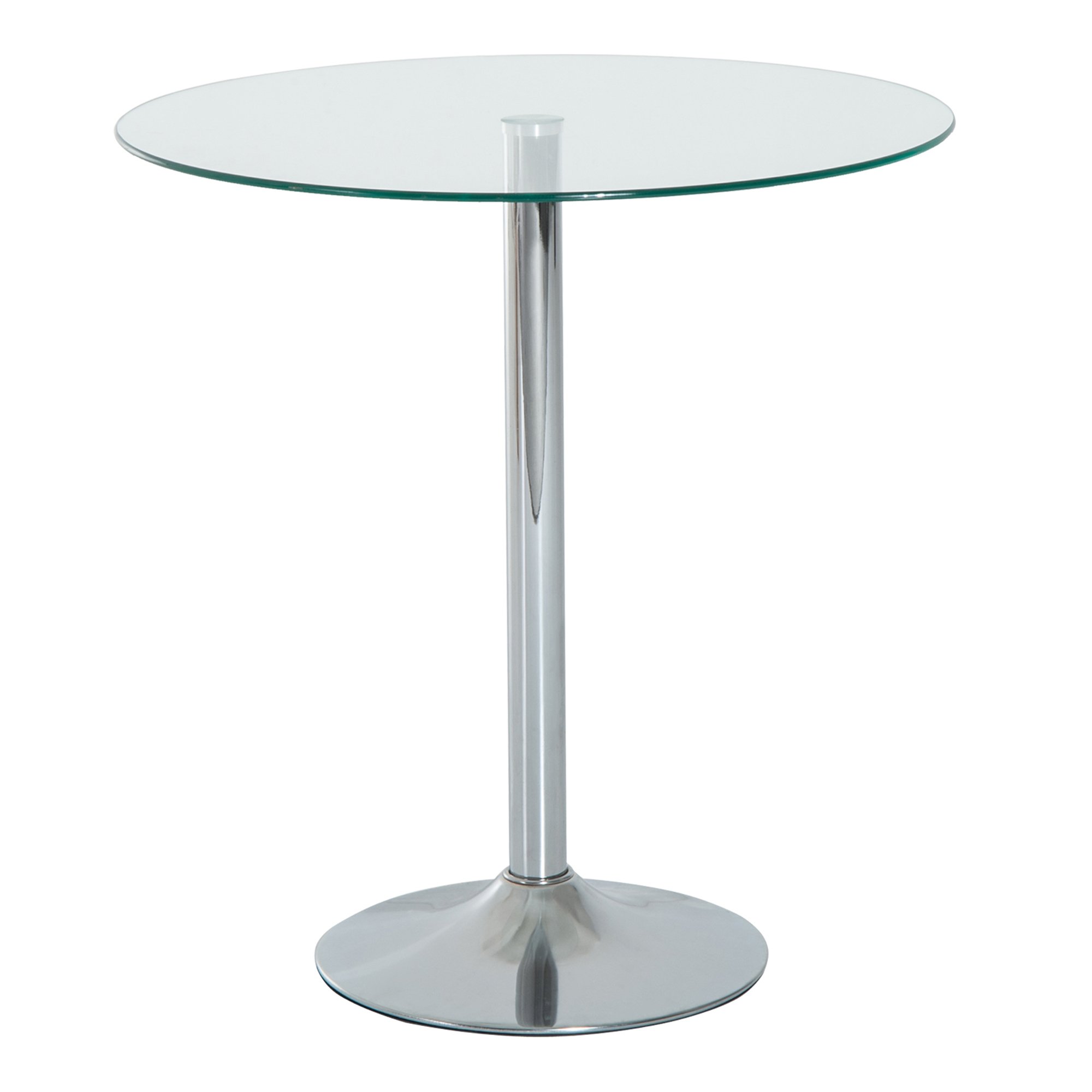 HOMCOM Round Bar Table with Tempered Glass Top for 4 People - Clear
