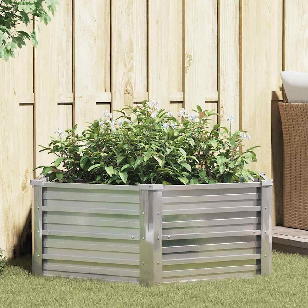 Walplus Galvanised Steel Raised Garden Bed - Silver - 129 x 45 cm