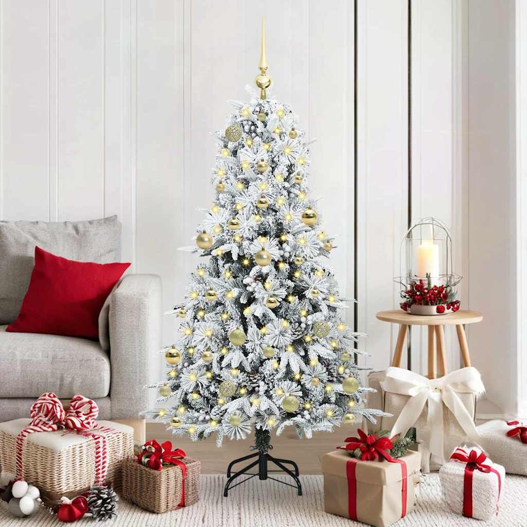 Walplus 150 LED Lights Hinged Christmas Tree Foldable Branches - White - 150 cm