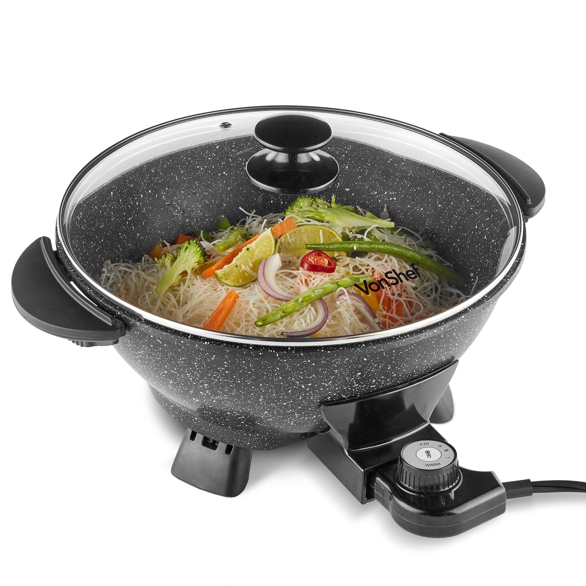 Vonshef Electric Wok Non-Stick Electric 5L with Lid 1400W