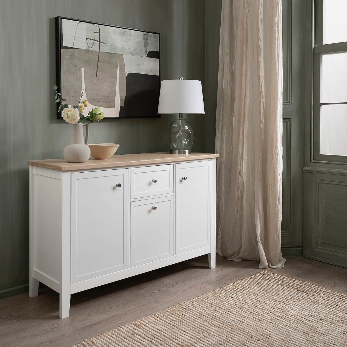Noa & Nani Leines Narrow Sideboard - White & Oak