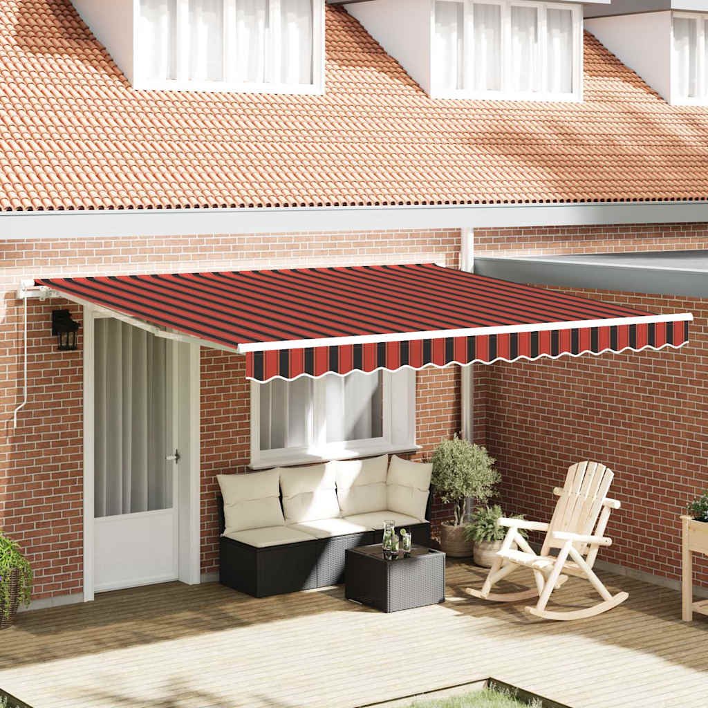 Walplus Aluminium Retractable Awning - Orange and Brown - 400 x 300 cm