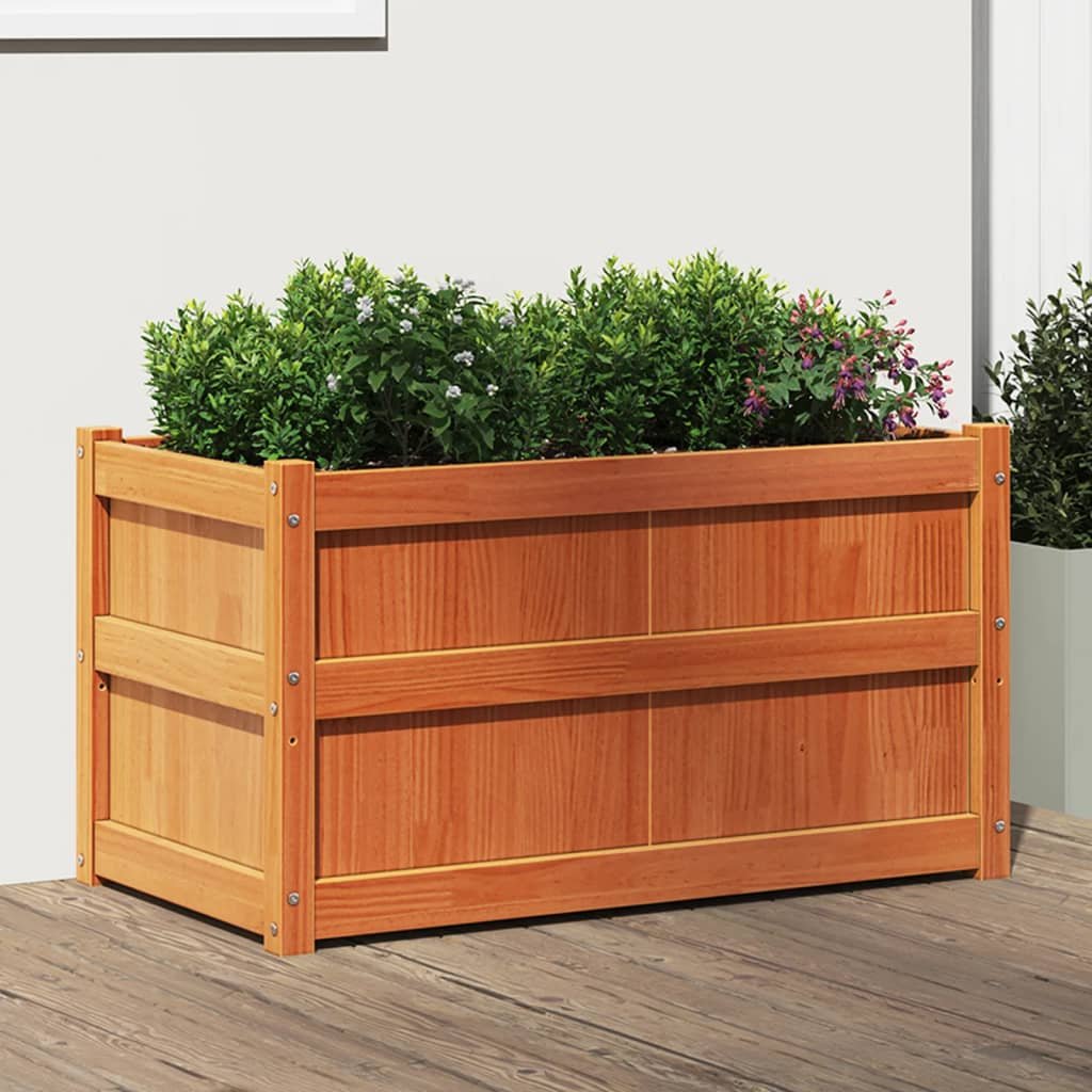 Walplus Wood Garden Planter - Wax Brown - 90 x 50 x 50 cm